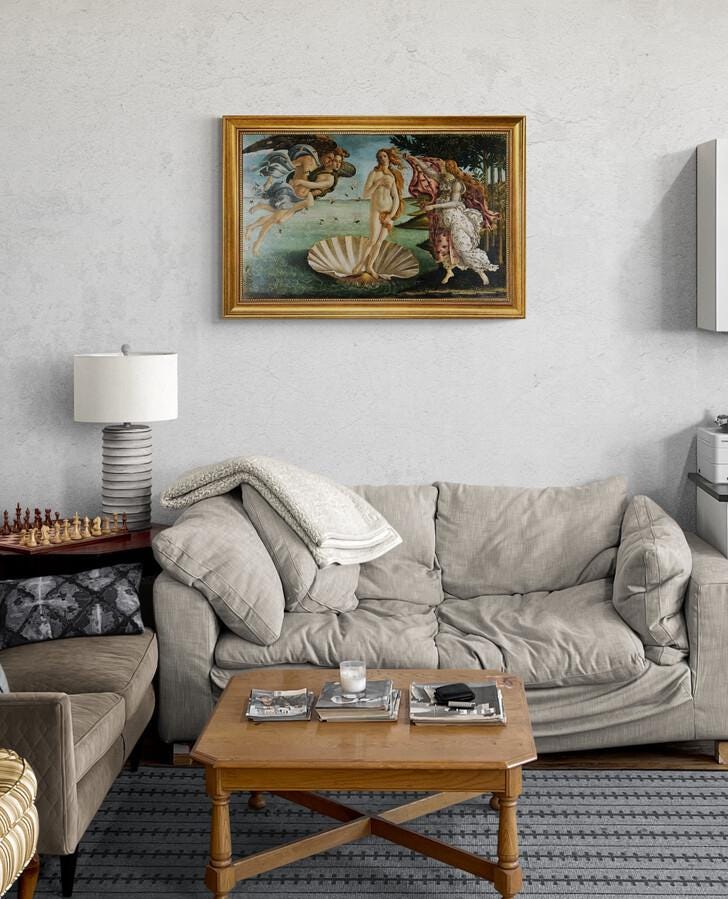 Masterpiece of Sandro Botticelli: The Birth of Venus | Framed Art Premium Print | 3D hand finish with brush strokes | Look like original art FOSHE ART