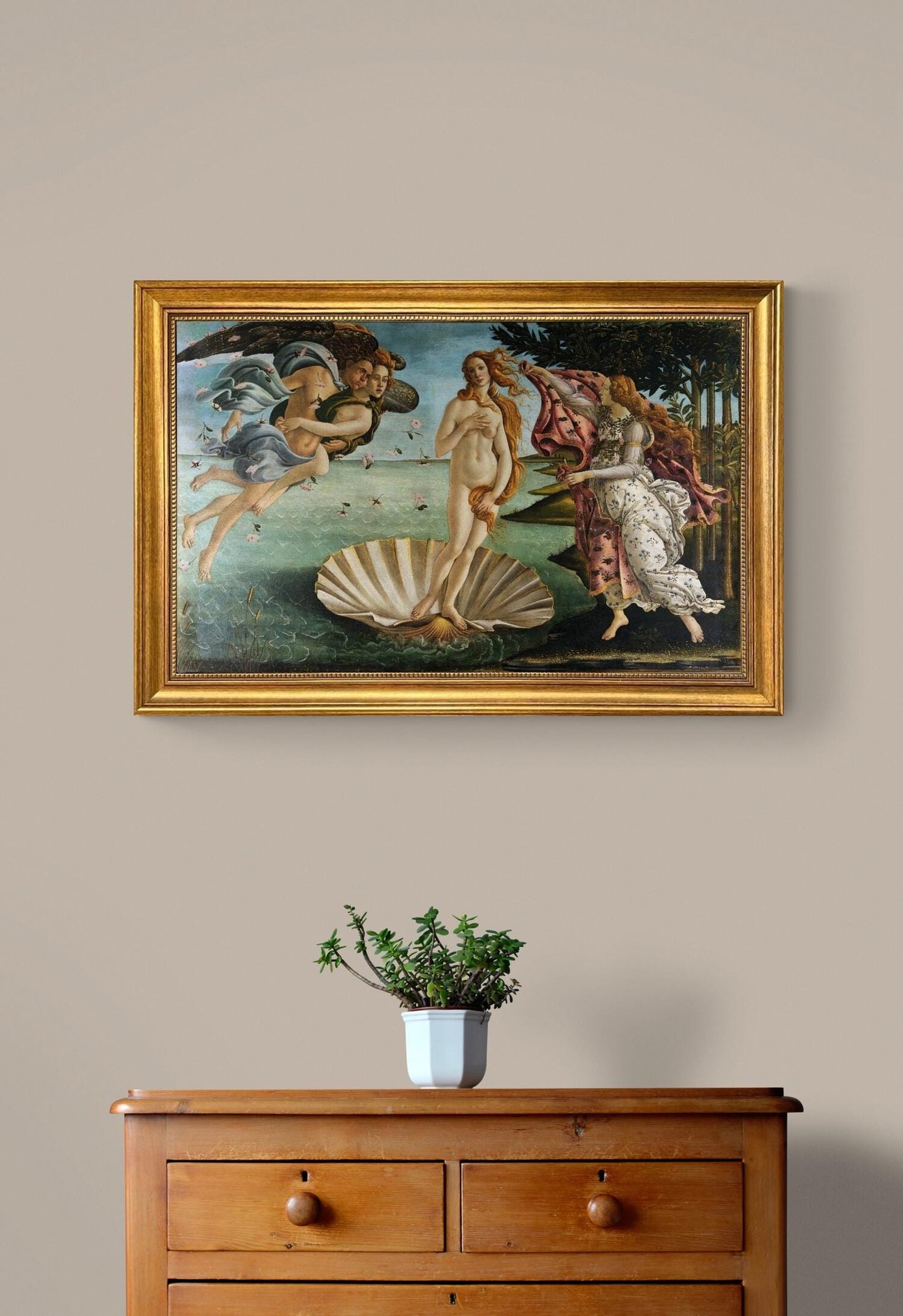 Masterpiece of Sandro Botticelli: The Birth of Venus | Framed Art Premium Print | 3D hand finish with brush strokes | Look like original art FOSHE ART