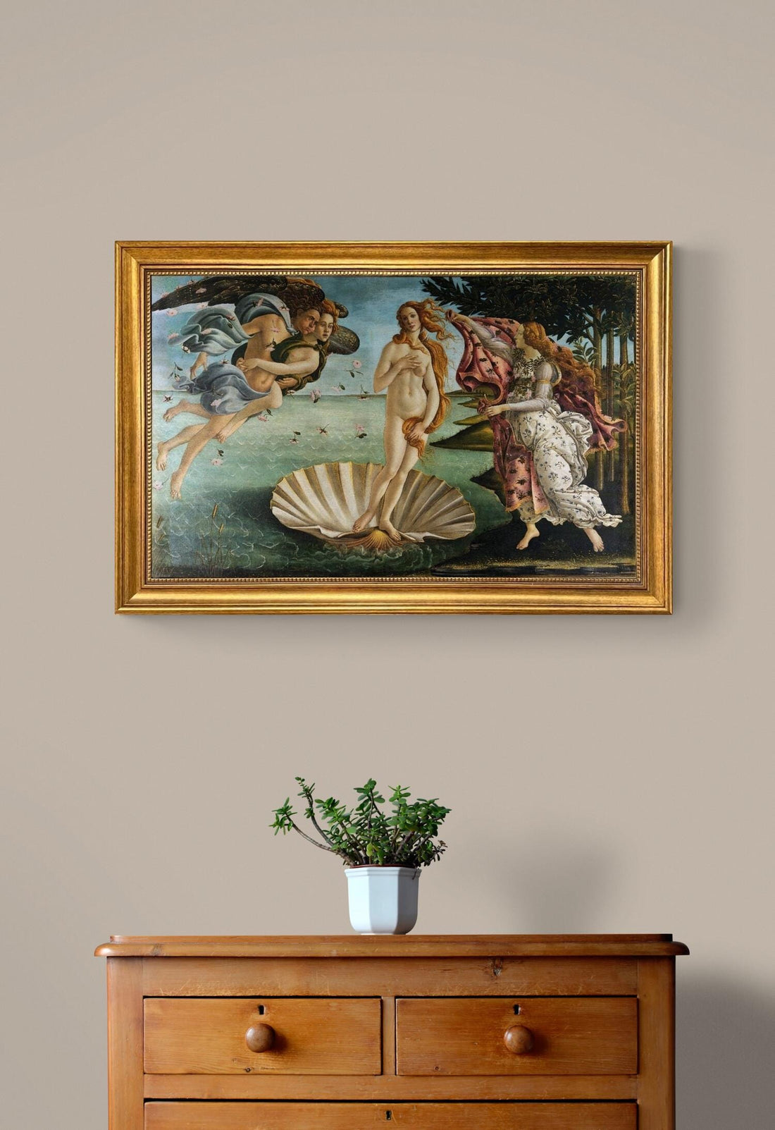 Botticelli's Birth of Venus Framed Canvas Print: Hand-Finished Brush strokes FOSHE ART