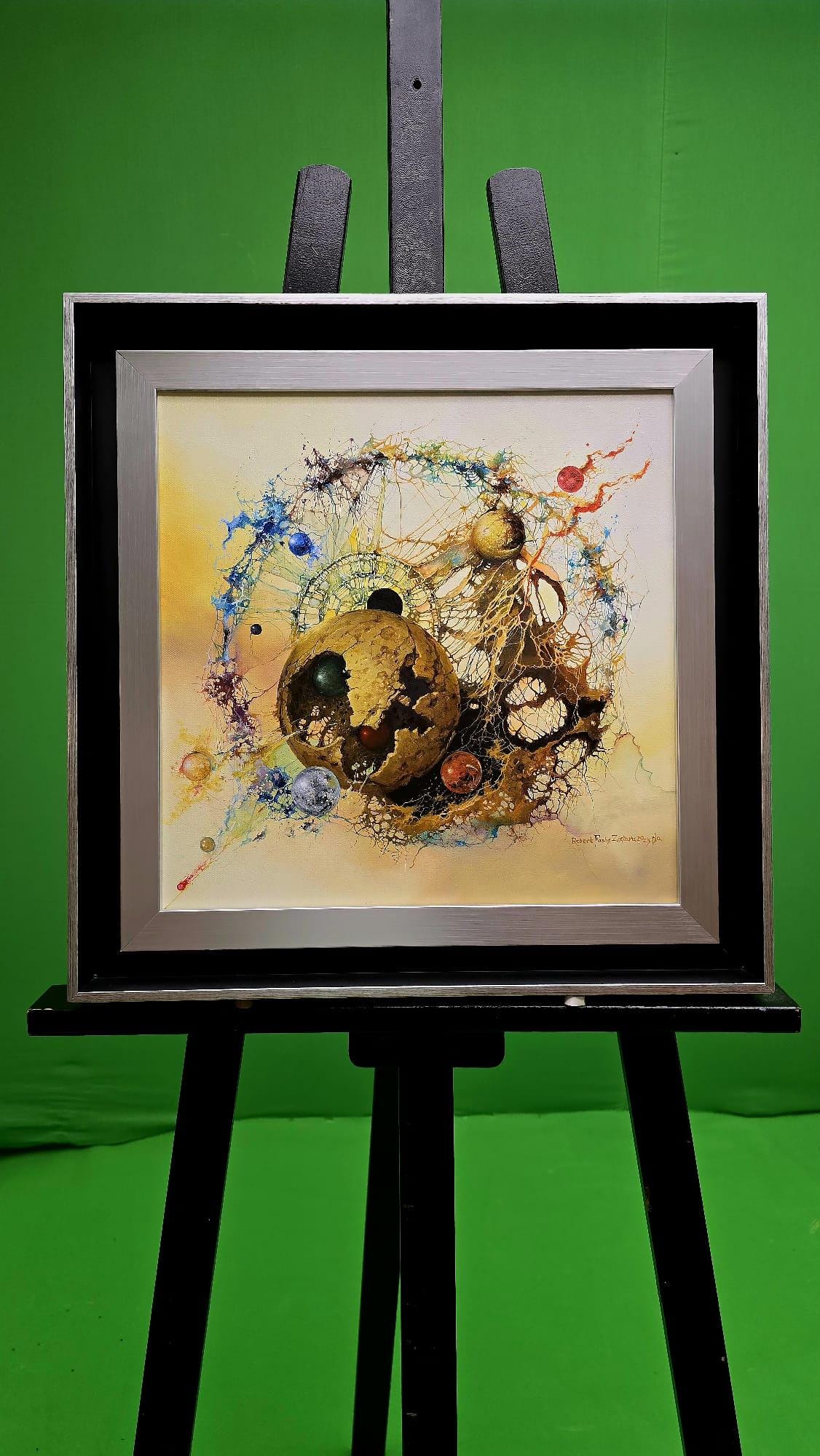 De Profundis Original Oil Painting: Silver-Black Framed Abstract Canvas Art FOSHE ART