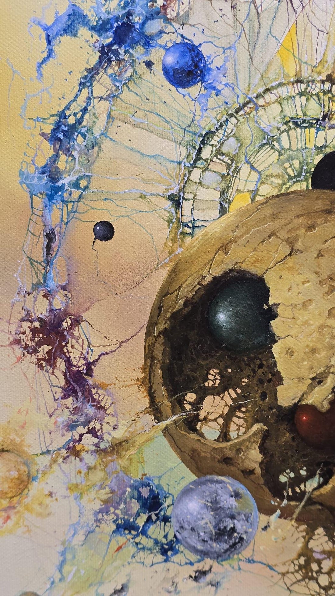 De Profundis Original Oil Painting: Silver-Black Framed Abstract Canvas Art FOSHE ART