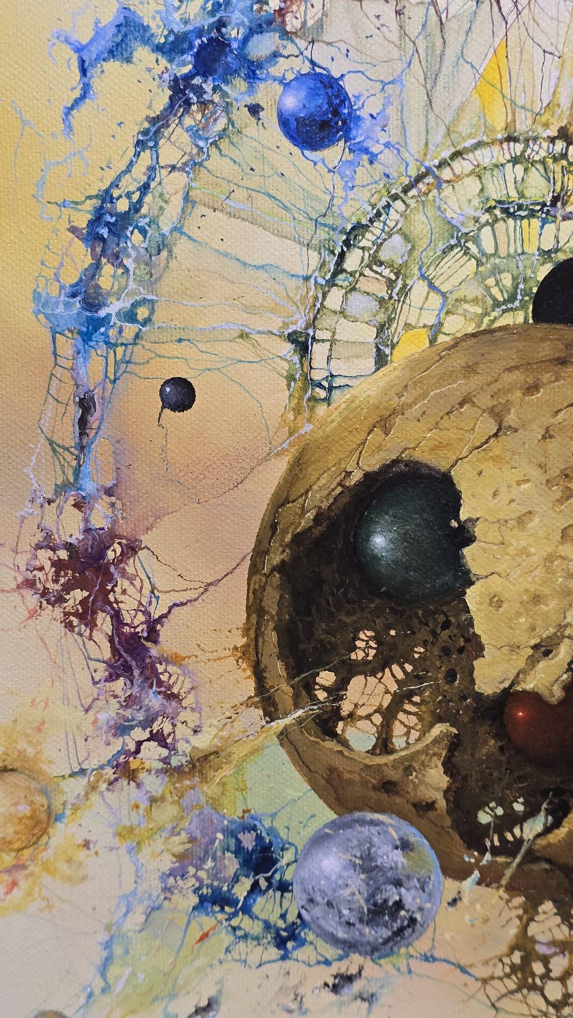 De Profundis Original Oil Painting: Silver-Black Framed Abstract Canvas Art FOSHE ART