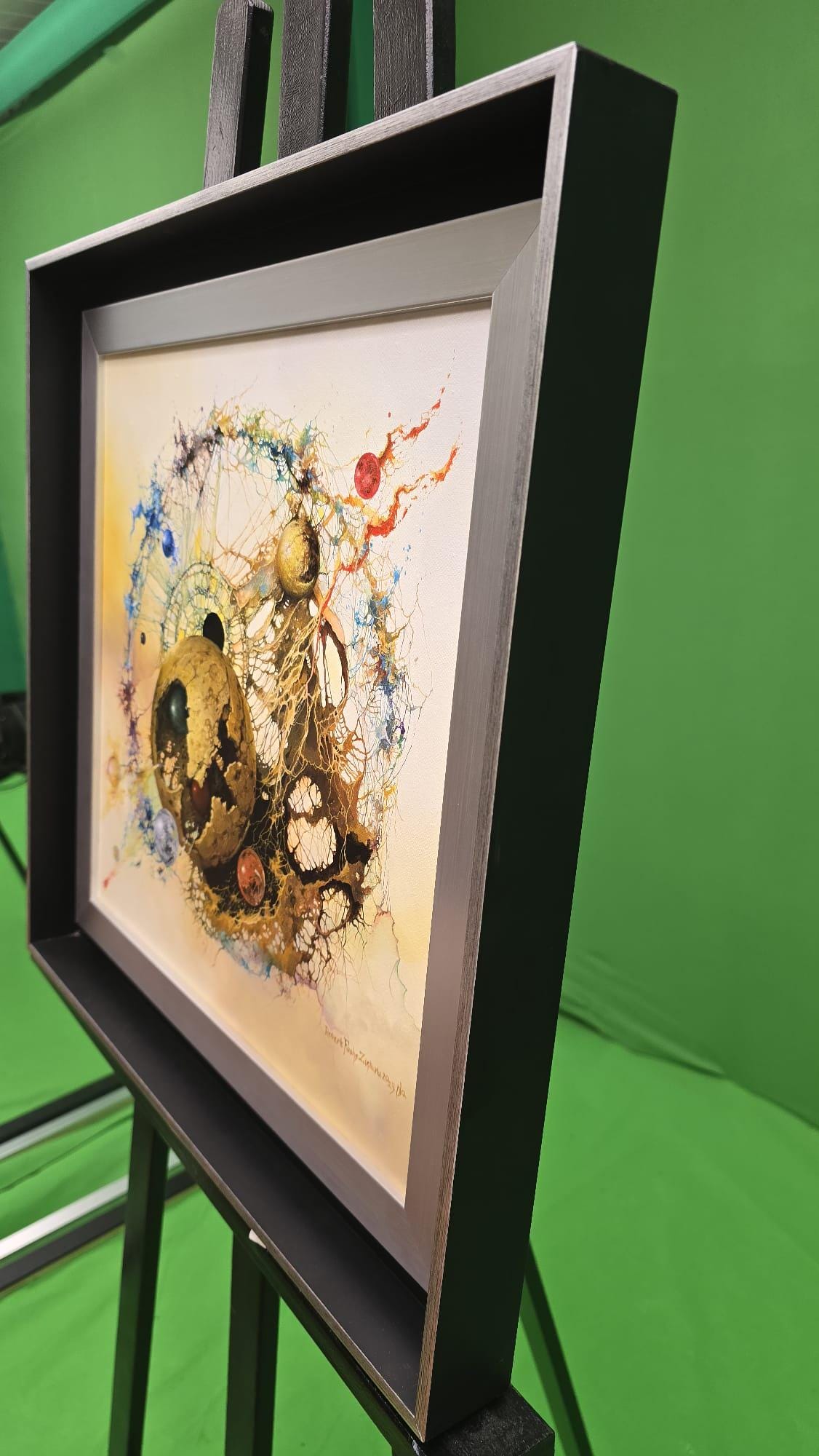 De Profundis Original Oil Painting: Silver-Black Framed Abstract Canvas Art FOSHE ART