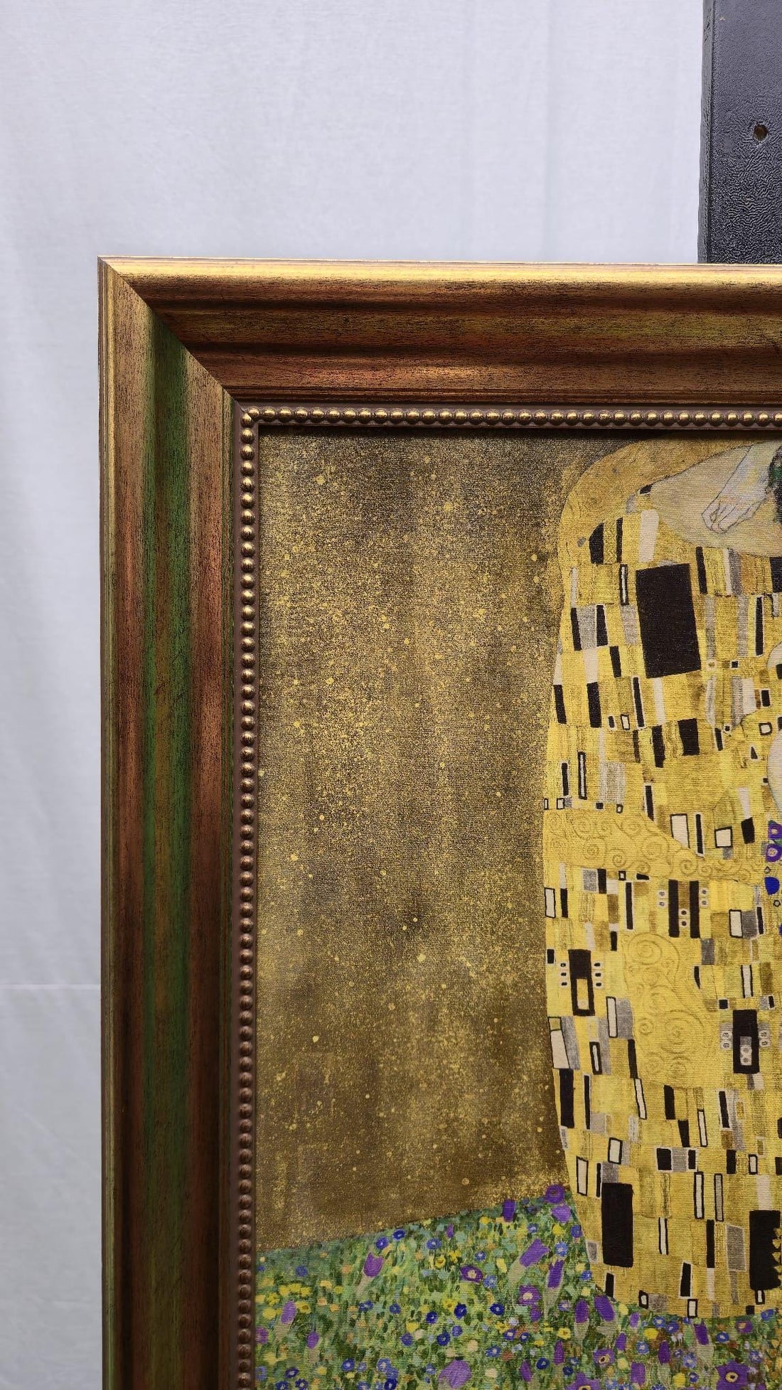 Gustav Klimt The Kiss Giclée Canvas Print: Hand-Textured, Golden Vintage Frame FOSHE ART
