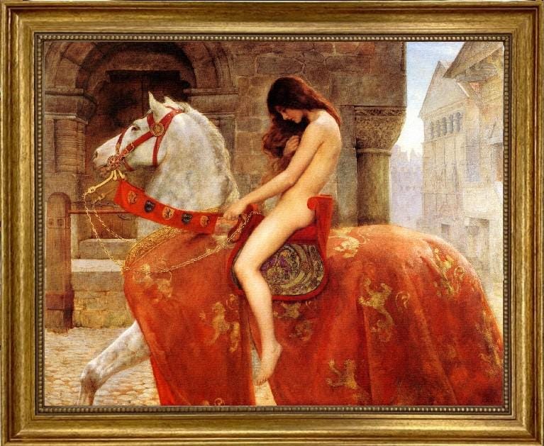 Lady Godiva Framed Canvas Print: John Collier Masterpiece Reproduction FOSHE ART