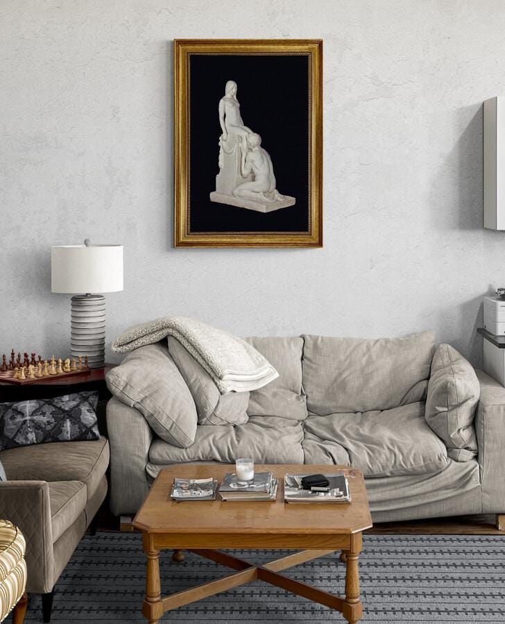 Framed 'Adoration' Art Print by Stephan Sinding: Giclée Canvas with Textured Brushstrokes FOSHE ART