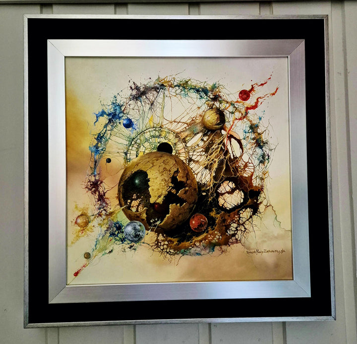 De Profundis Original Oil Painting: Silver-Black Framed Abstract Canvas Art FOSHE ART