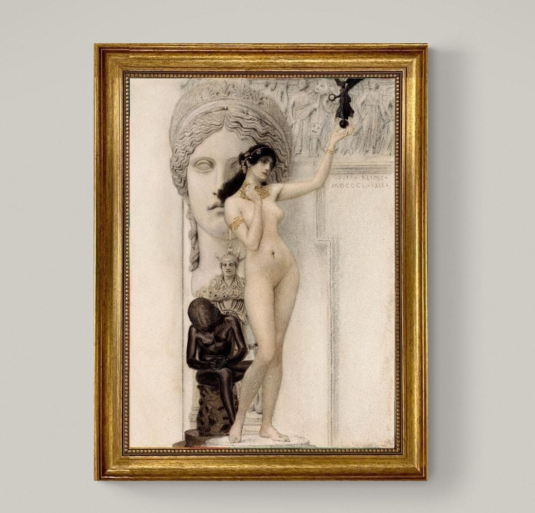 Klimt Allegory of Sculpture 3D Print Reproduction on Canvas with brush strokes FOSHE ART