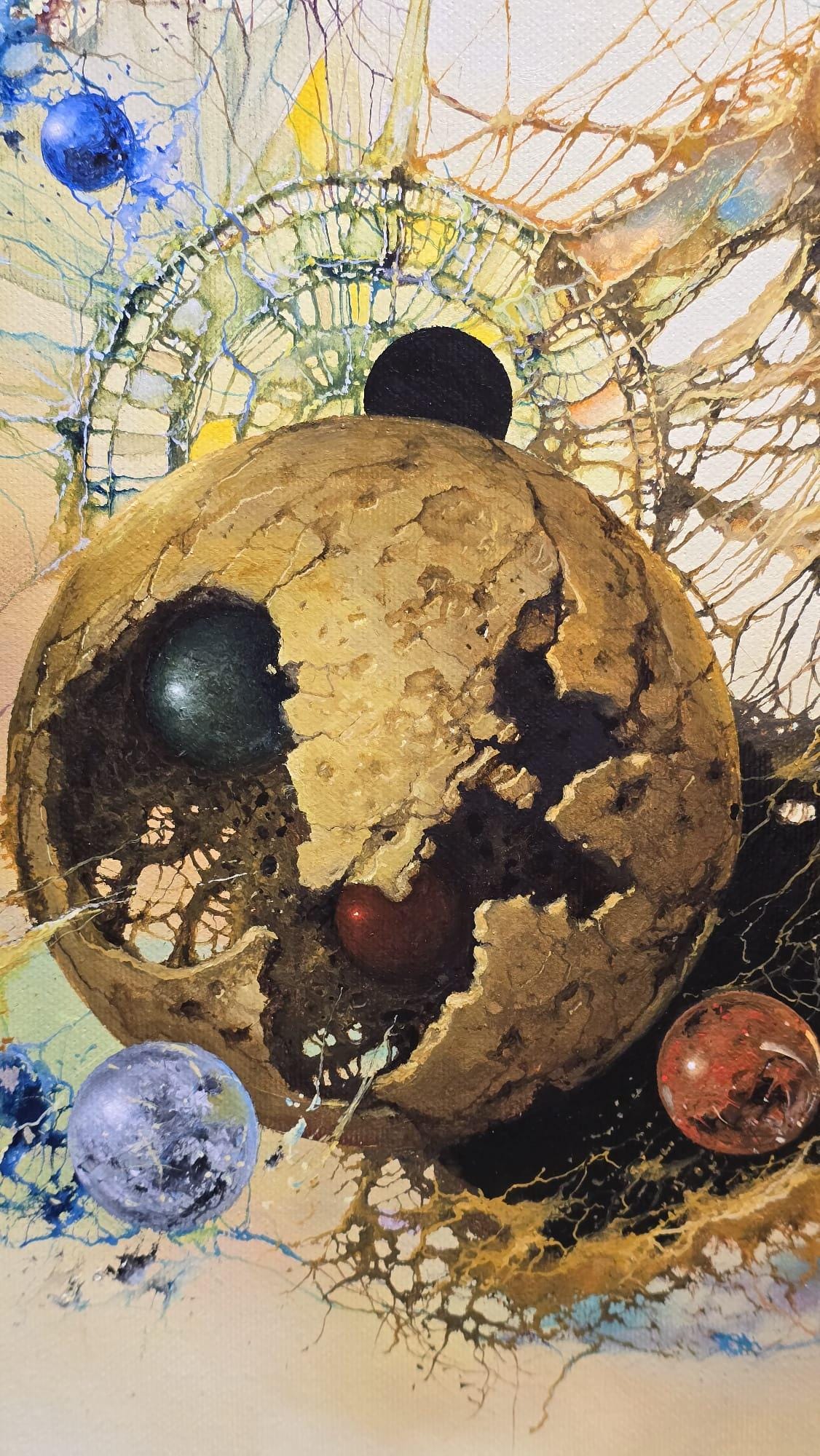 De Profundis Original Oil Painting: Silver-Black Framed Abstract Canvas Art FOSHE ART