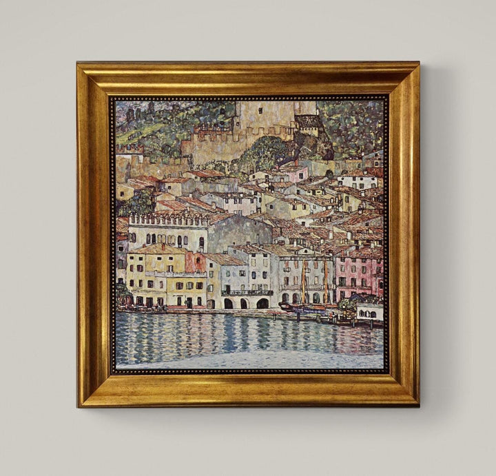 Klimt "Malcena at Gardasee" Giclée Canvas Print - Vintage Golden Frame FOSHE ART