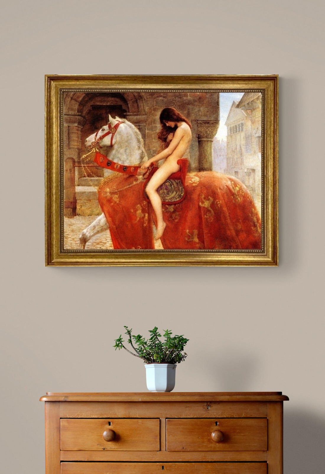 Lady Godiva Framed Canvas Print: John Collier Masterpiece Reproduction FOSHE ART
