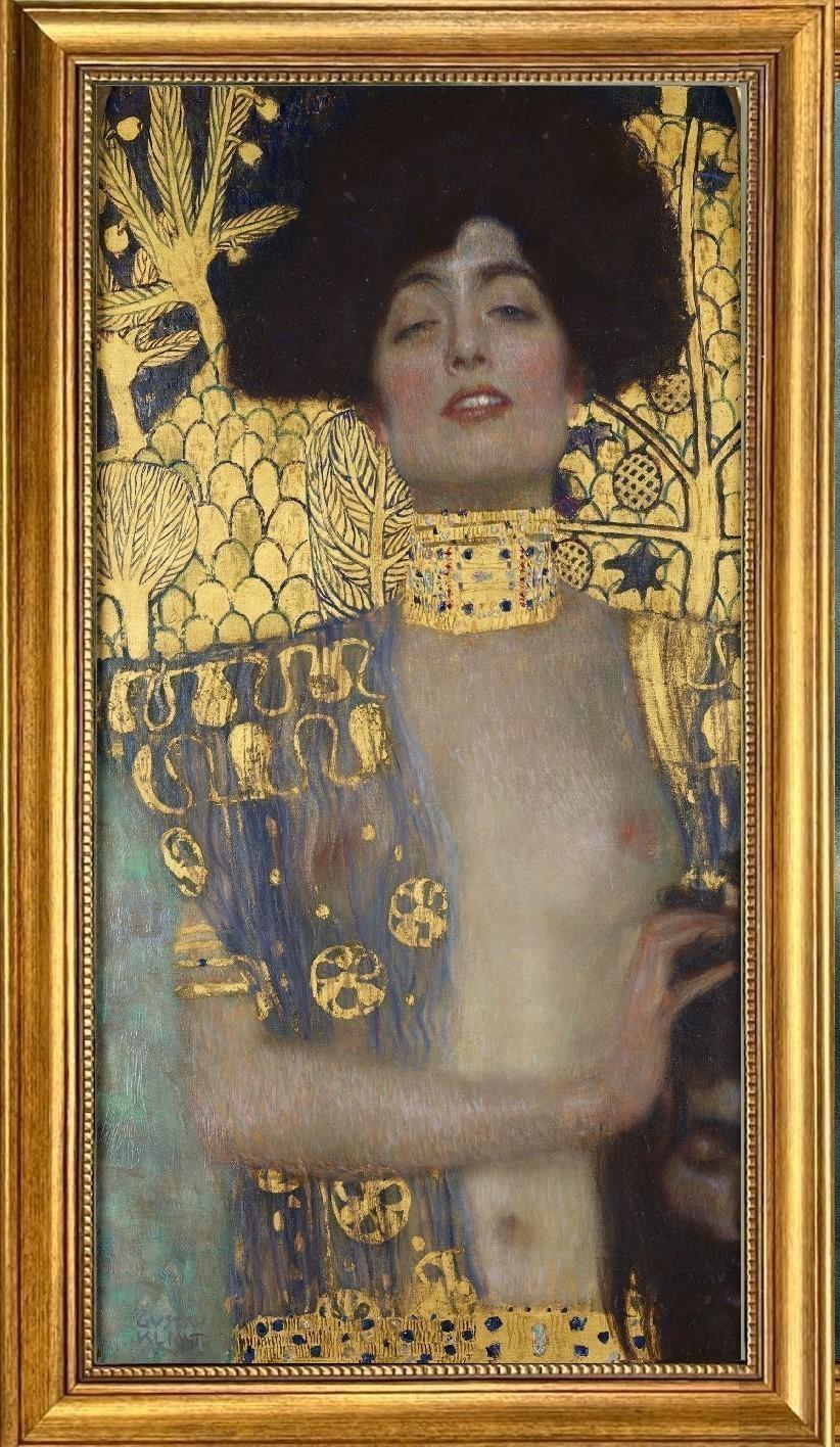 GUSTAV KLIMT - Judith and the Head of Holofernes, Canvas Giclée Print, 3D Texture with Brush Strokes, Golden Vintage Frame, like original FOSHE ART