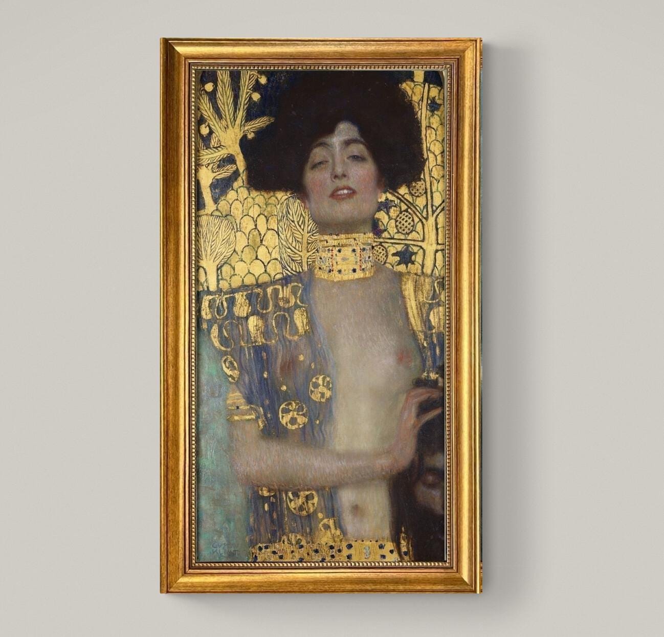 GUSTAV KLIMT - Judith and the Head of Holofernes, Canvas Giclée Print, 3D Texture with Brush Strokes, Golden Vintage Frame, like original FOSHE ART
