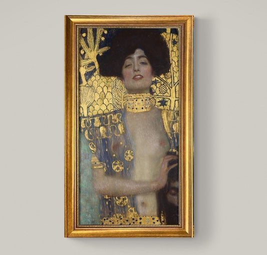 GUSTAV KLIMT - Judith and the Head of Holofernes, Canvas Giclée Print, 3D Texture with Brush Strokes, Golden Vintage Frame, like original FOSHE ART