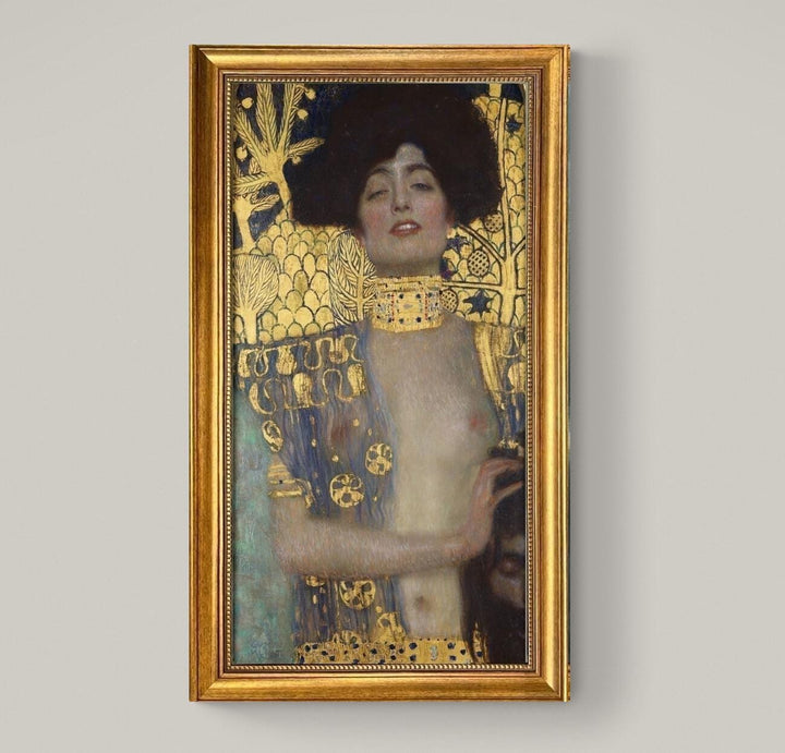 GUSTAV KLIMT - Judith and the Head of Holofernes, Canvas Giclée Print, 3D Texture with Brush Strokes, Golden Vintage Frame, like original FOSHE ART