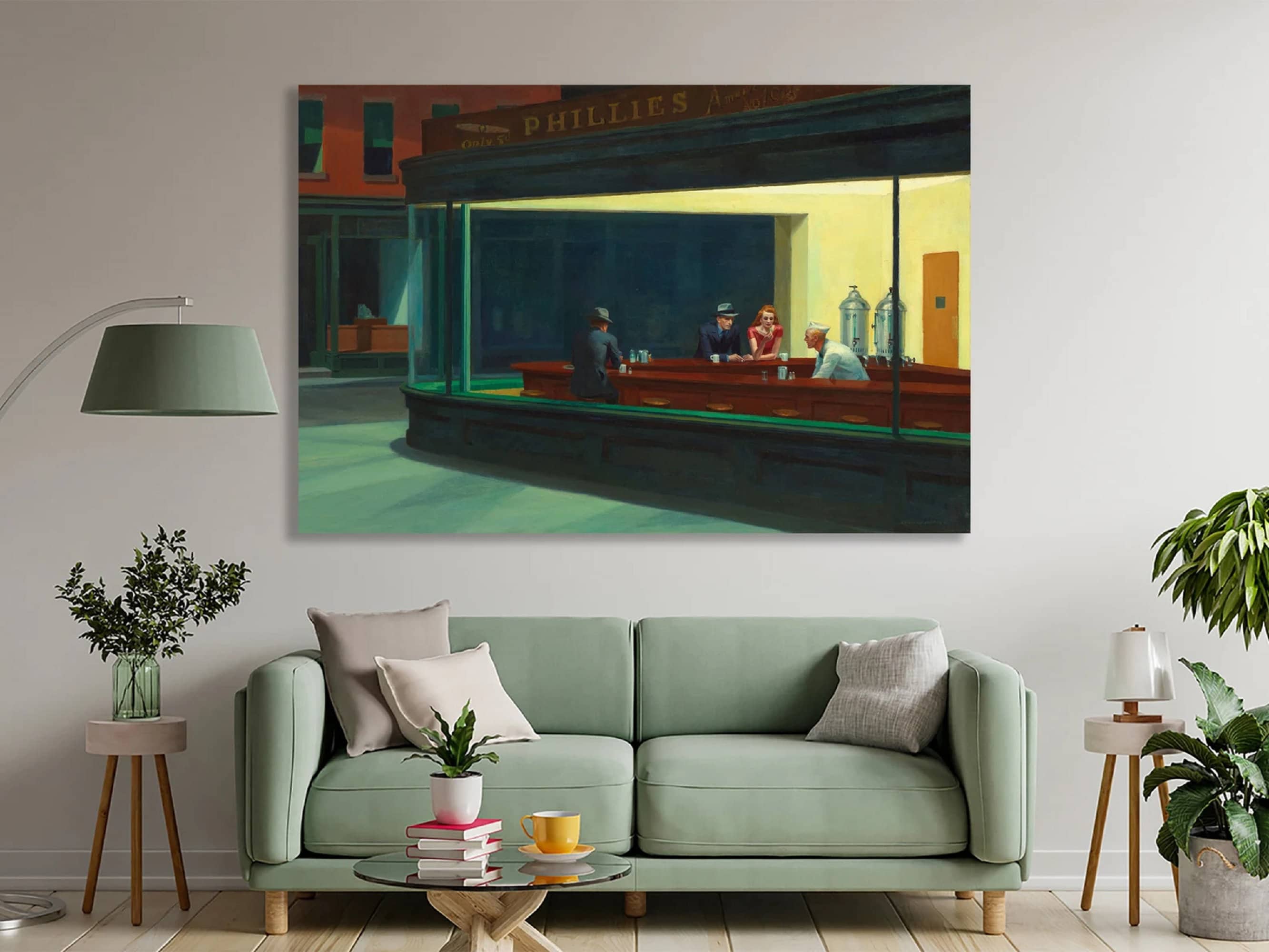 EDWARD HOPPER Nighthawks Canvas/Poster Art Reproduction,  American Modern Art,  Wall Art Print, Realism, Modernism, FOSHE ART