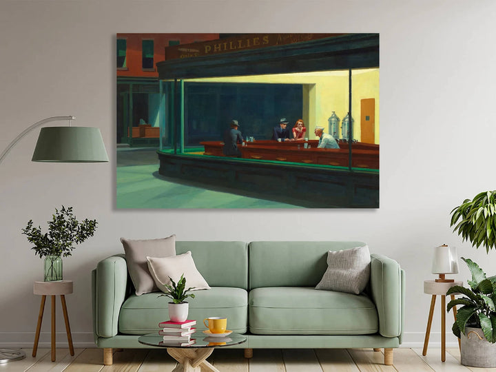 EDWARD HOPPER Nighthawks Canvas/Poster Art Reproduction,  American Modern Art,  Wall Art Print, Realism, Modernism, FOSHE ART