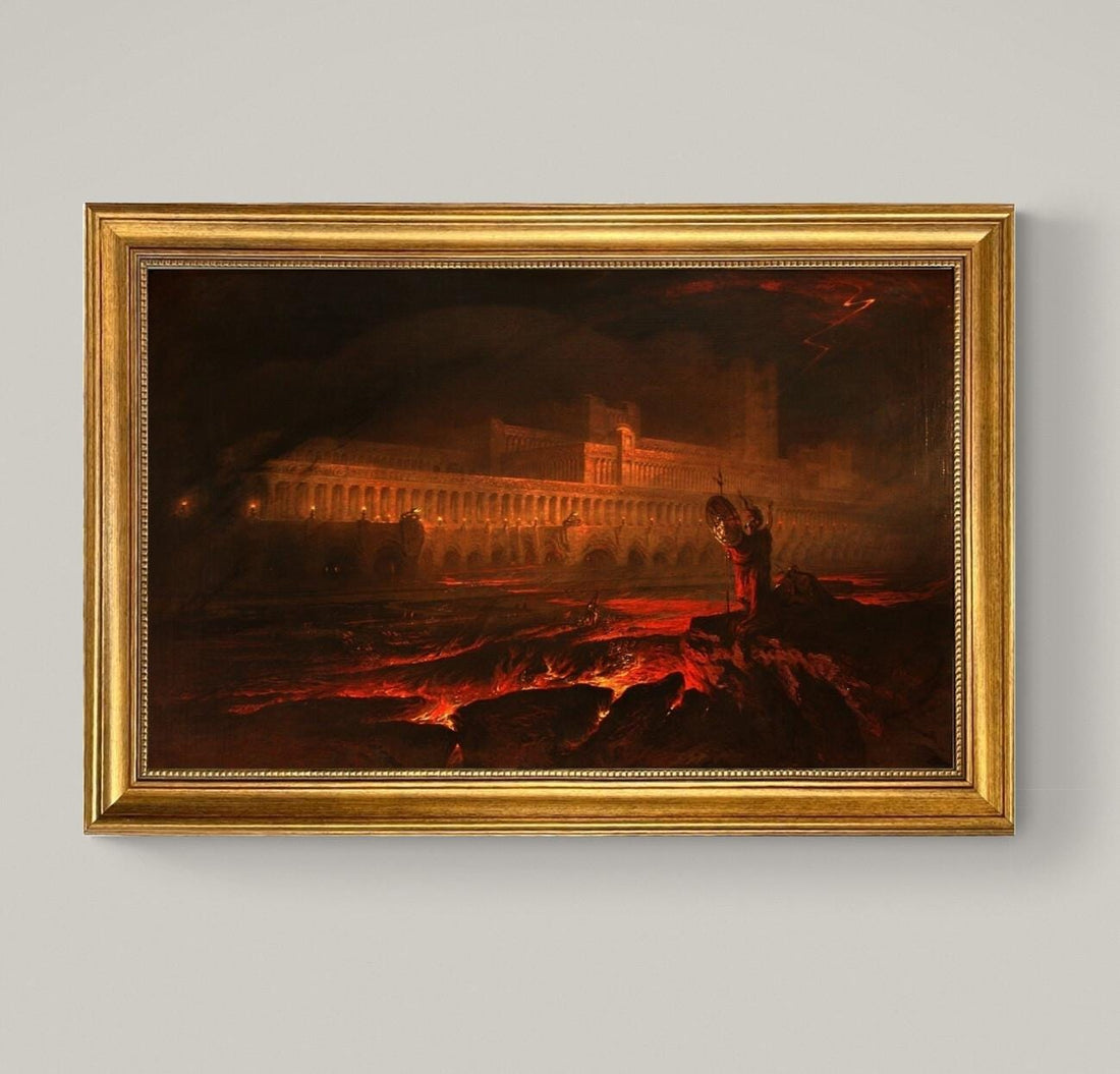 Pandemonium Painting by John Martin: Gothic Framed Canvas Giclee Reproduction FOSHE ART