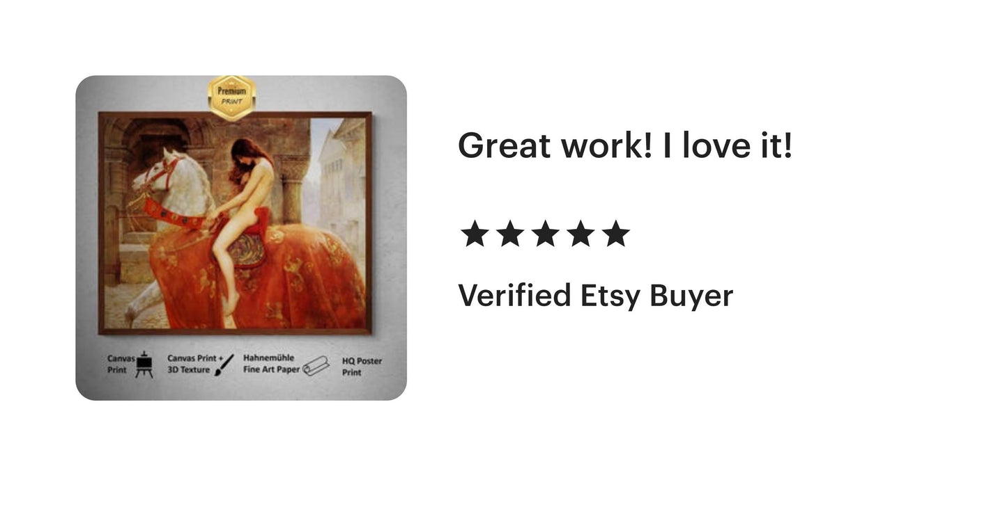 Lady Godiva Art Print by John Collier: Giclee Canvas or Paper FOSHE ART