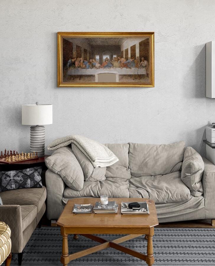 The Last Supper Framed Canvas Print: Leonardo da Vinci Giclée with Textured Finish FOSHE ART
