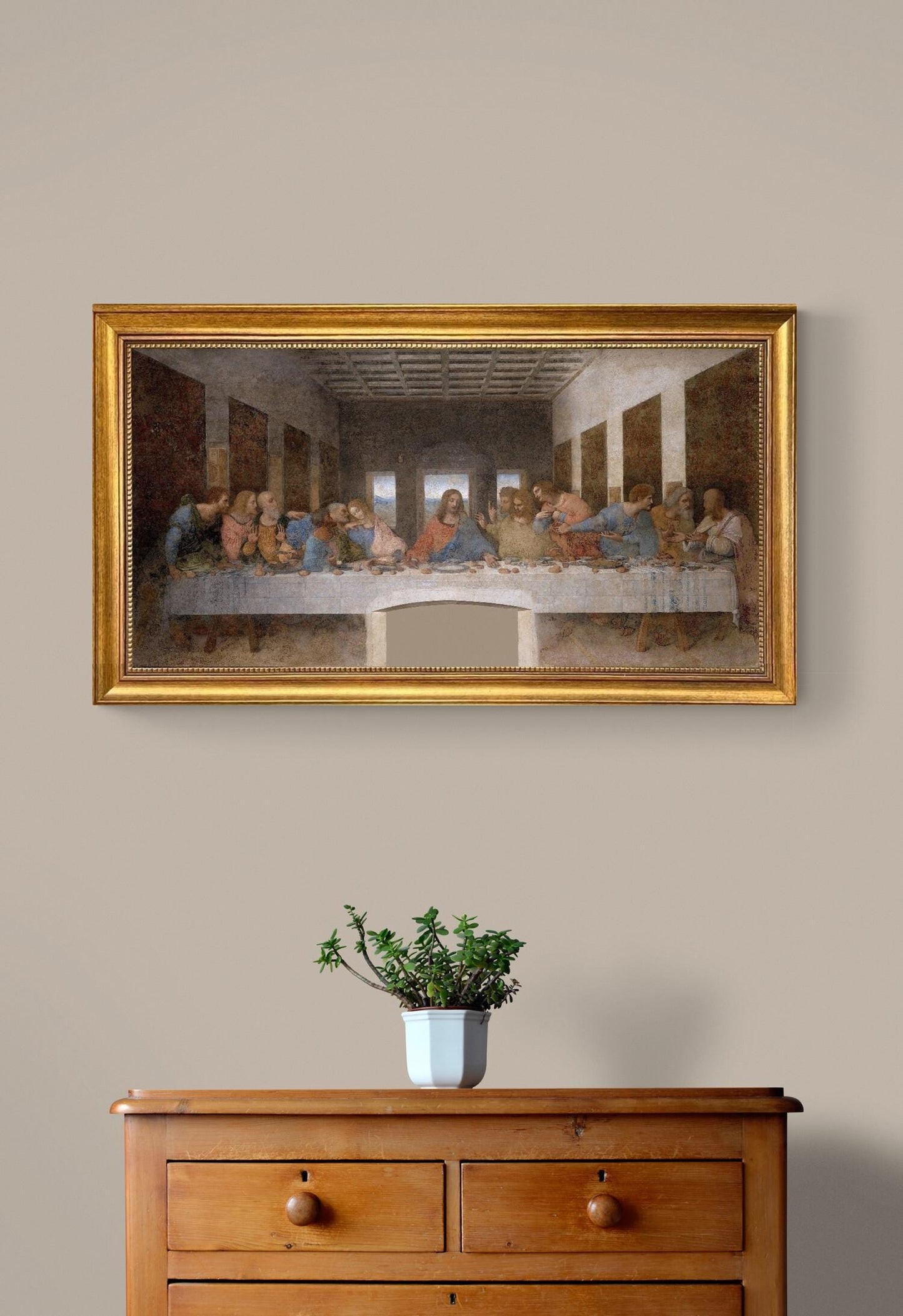 The Last Supper Leonardo da Vinci Masterpiece, framed Canvas Giclee Print with texture and brush strokes looks like original oilpainting FOSHE ART