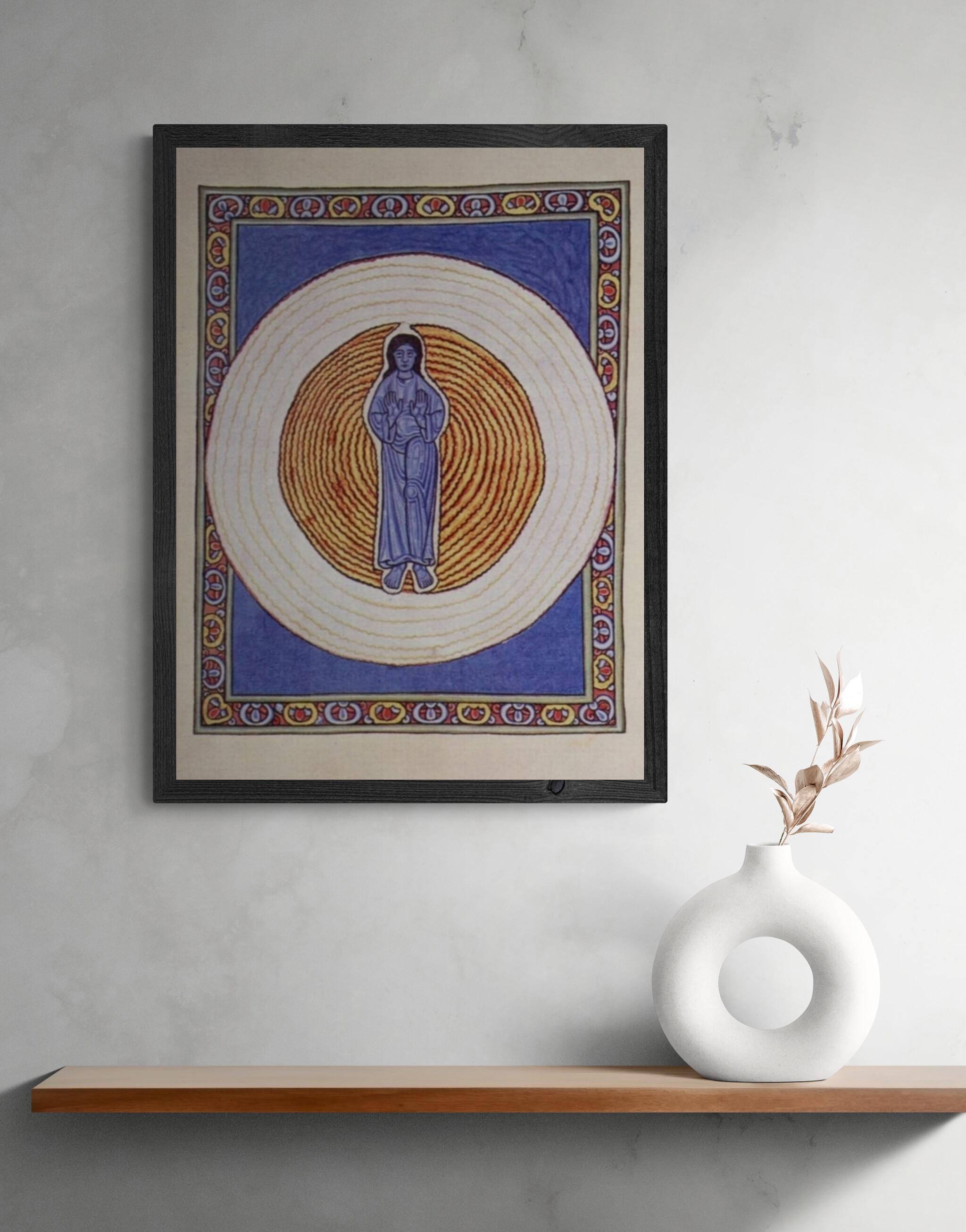 Saint Hildegard of Bingen Art Print: Illuminated Manuscript, Catholic Spiritual Masterpiece FOSHE ART