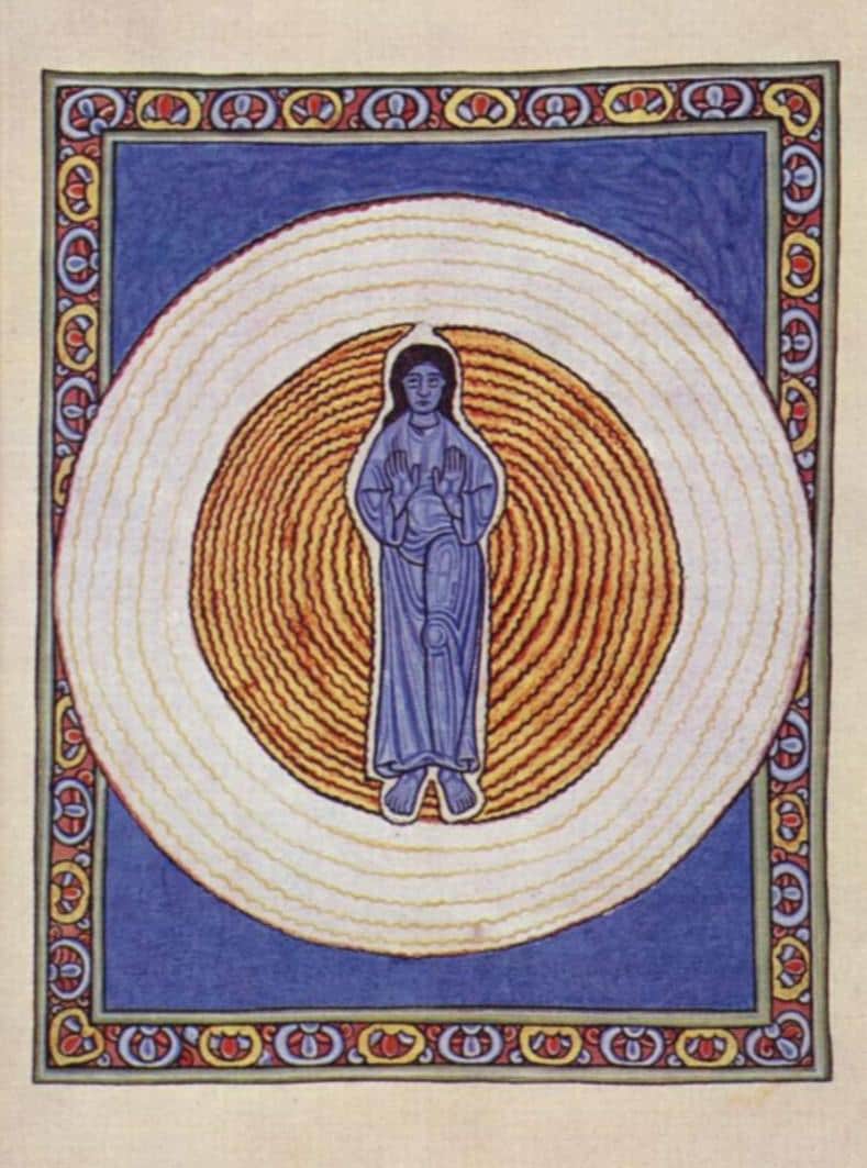 Saint Hildegard of Bingen Art Print: Illuminated Manuscript, Catholic Spiritual Masterpiece FOSHE ART