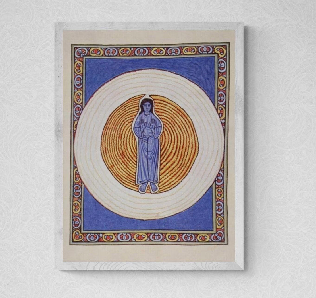 Saint Hildegard of Bingen Art Print: Illuminated Manuscript, Catholic Spiritual Masterpiece FOSHE ART