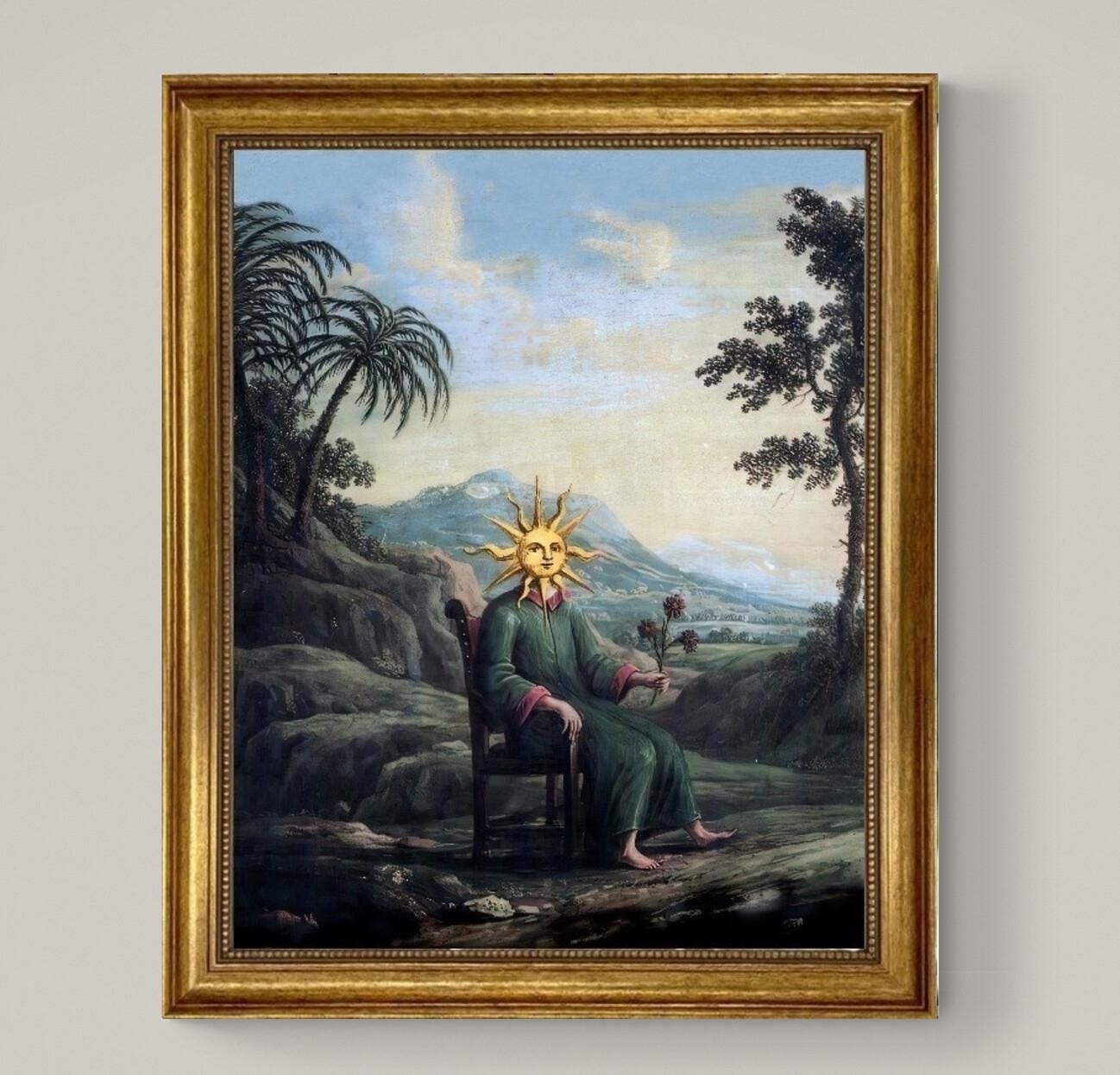 Alchemist Poster, Ancient Art Prints, Clavis Artis, Gothic Decor, Antique Alchemy Wall Art,  - with golden frame FOSHE ART