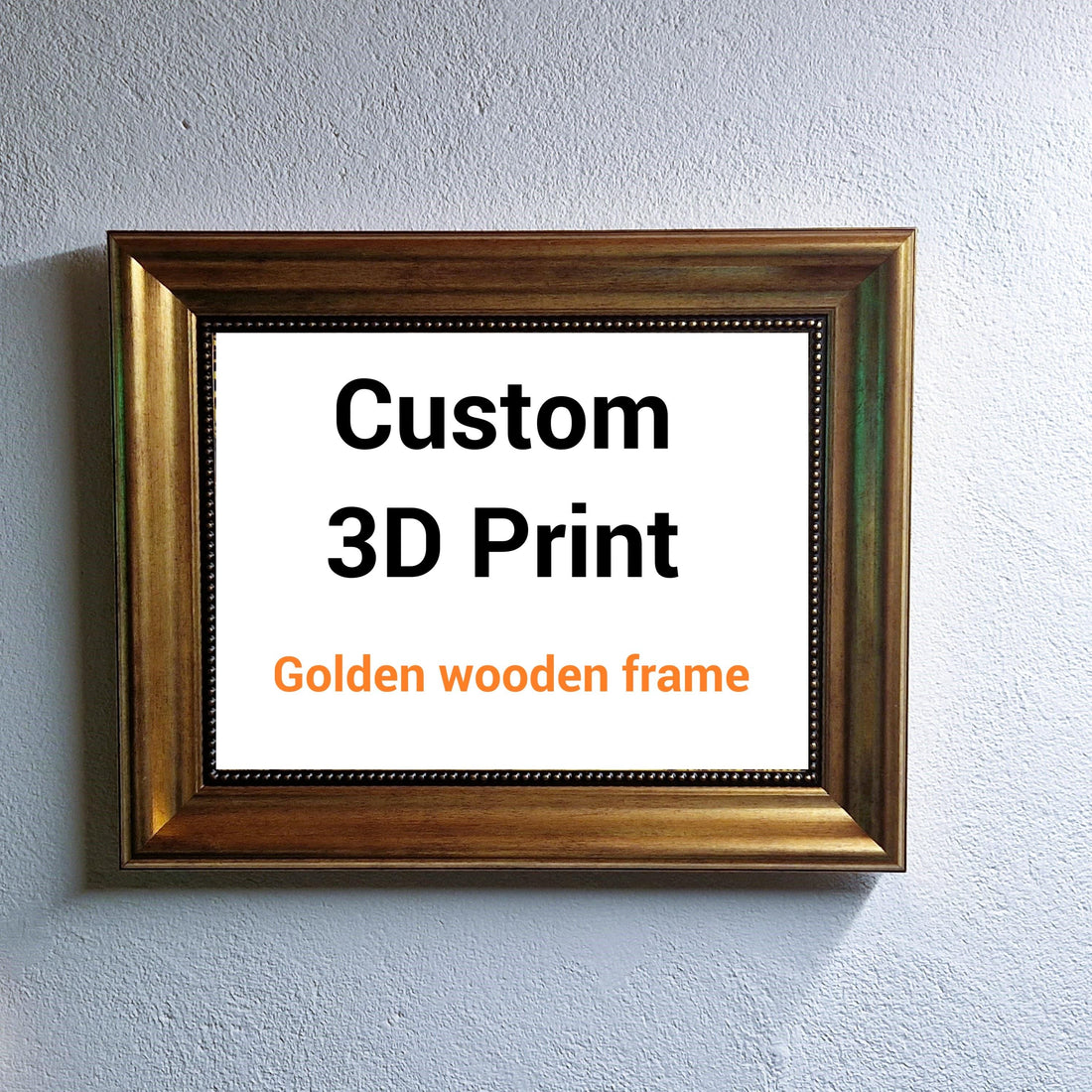 Custom 3D Texture Canvas Print: Golden Vintage Frame and brush strokes FOSHE ART