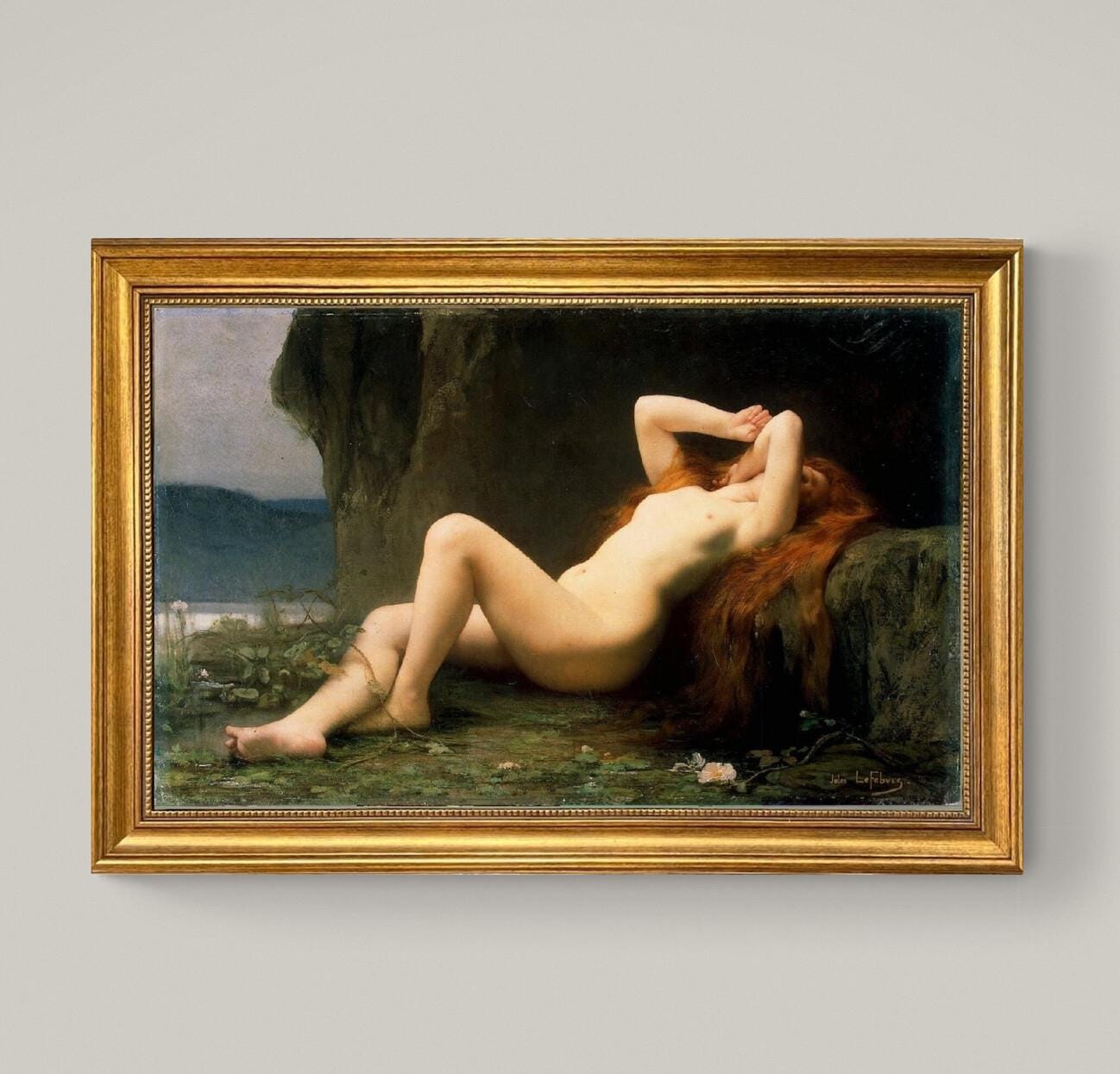 Mary Magdalene in the Cave by Jules Lefebvre | Museum-Quality Print on Canvas or Paper | Hand-Finished Brush Strokes for Oil Painting Look FOSHE ART