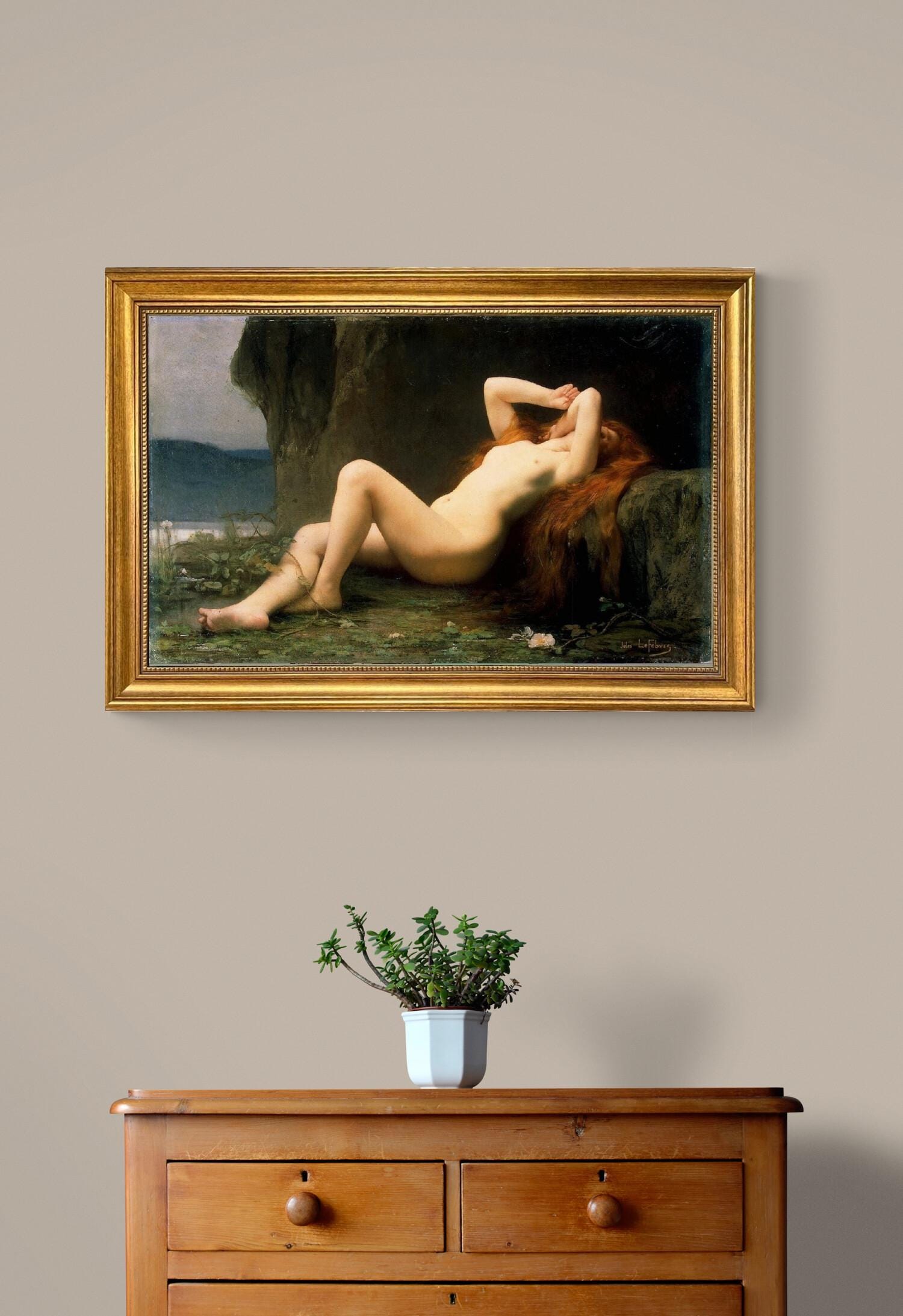 Mary Magdalene in the Cave by Jules Lefebvre | Museum-Quality Print on Canvas or Paper | Hand-Finished Brush Strokes for Oil Painting Look FOSHE ART
