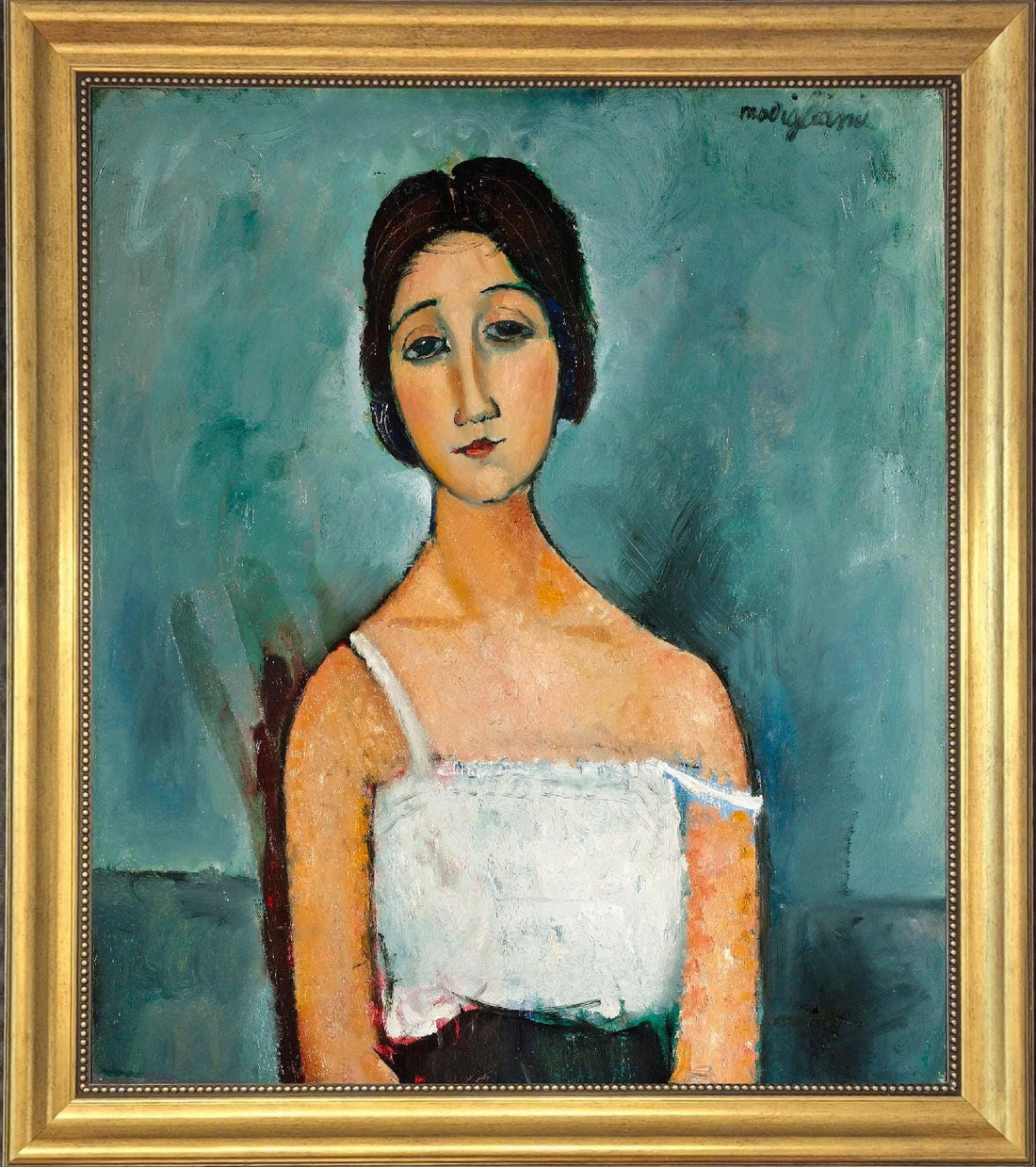 Christina by Amedeo Modigliani, Framed Giclée Art Print on Canvas, hand finished brush strokes looks like original art, vintage golden frame FOSHE ART