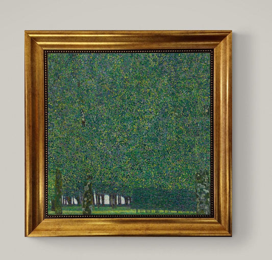 Gustav Klimt "The Park" framed reproduction, Art nouveau 3D Hand-finish canvas with brush strokes, looks like original, Golden Vintage Frame FOSHE ART