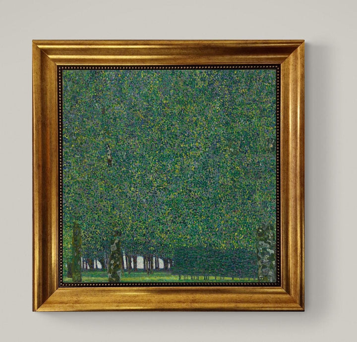 Gustav Klimt "The Park" framed reproduction, Art nouveau 3D Hand-finish canvas with brush strokes, looks like original, Golden Vintage Frame FOSHE ART
