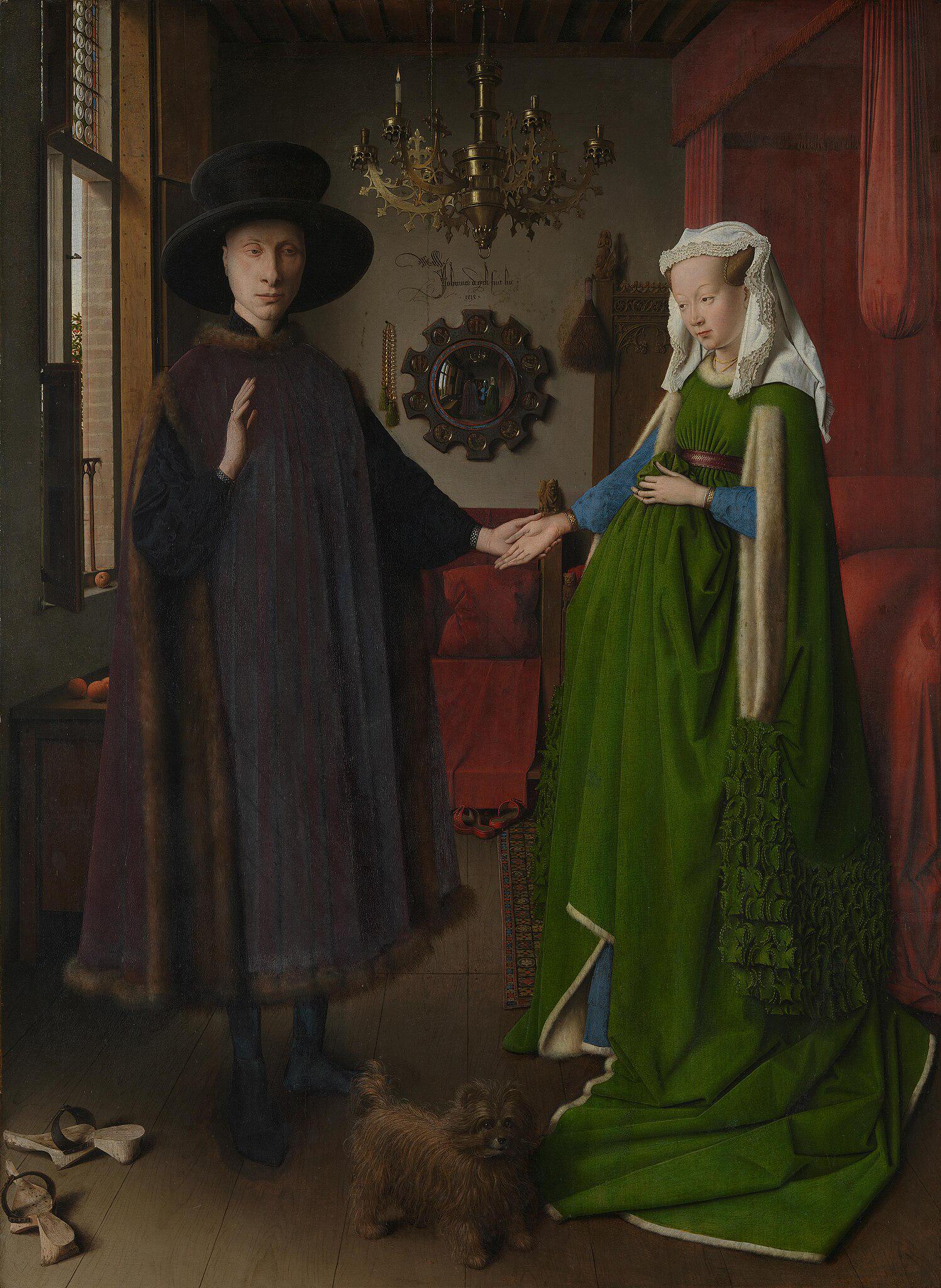 Arnolfini Portrait Canvas Print: Vintage Golden Frame, Hand-Finished Brush Strokes, looks like original painting FOSHE ART