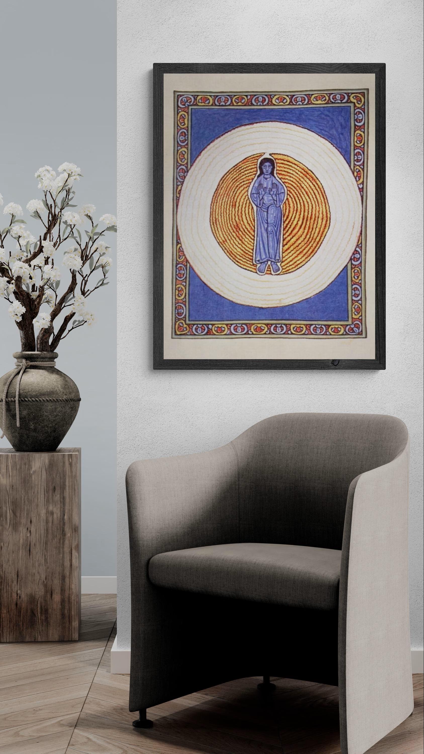 Saint Hildegard of Bingen Art Print: Illuminated Manuscript, Catholic Spiritual Masterpiece FOSHE ART
