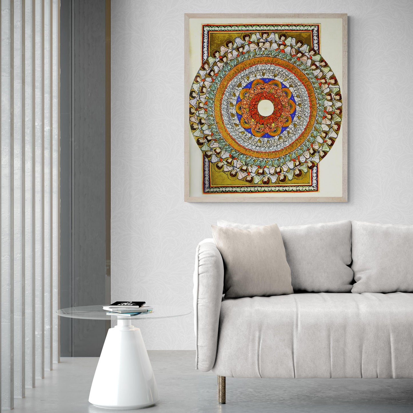 Hildegarde religious art decore | Mandala with cosmic connection of all beings celebrating God's creation, fine art Print on canvas or paper FOSHE ART