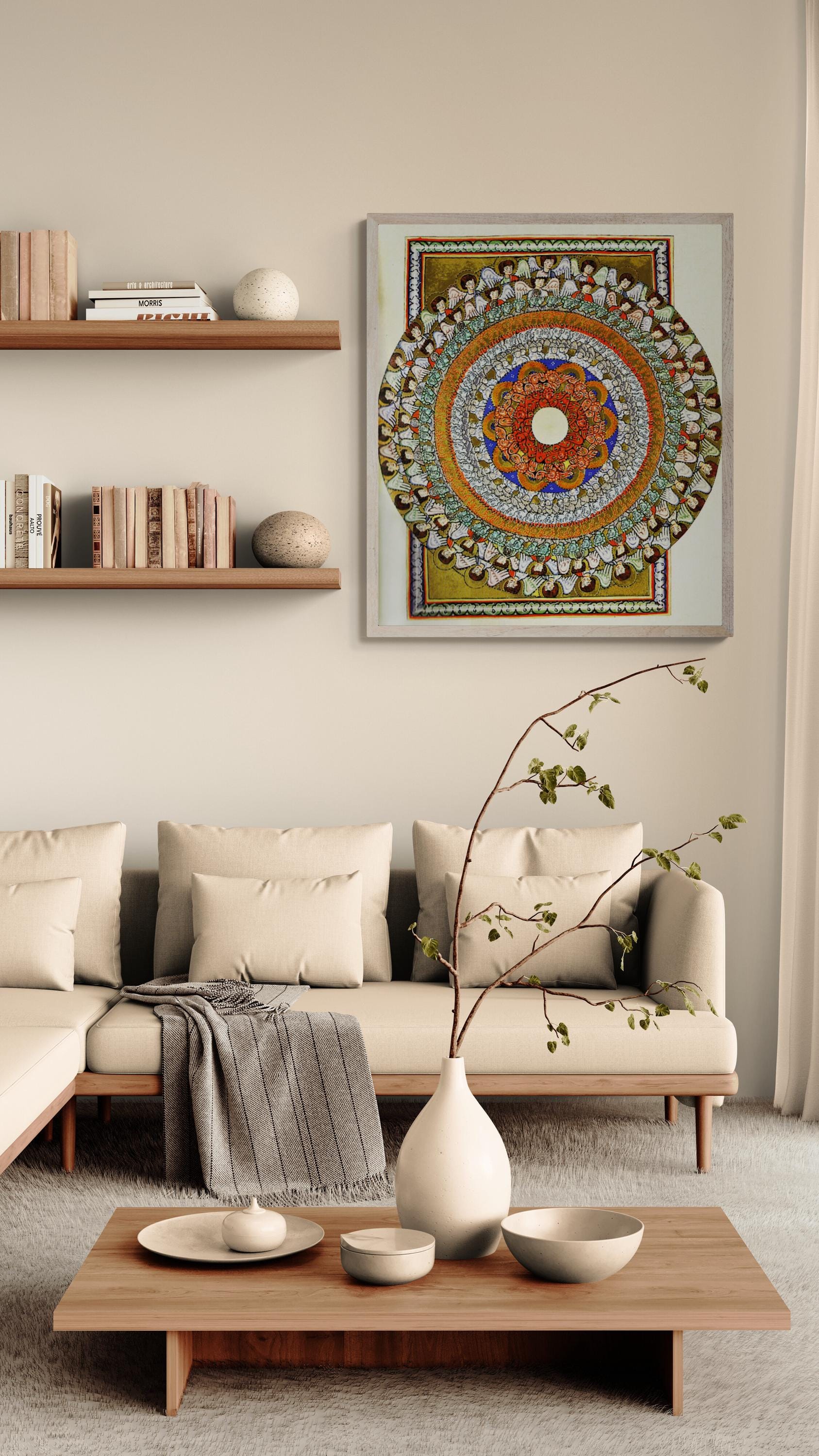Hildegarde religious art decore | Mandala with cosmic connection of all beings celebrating God's creation, fine art Print on canvas or paper FOSHE ART