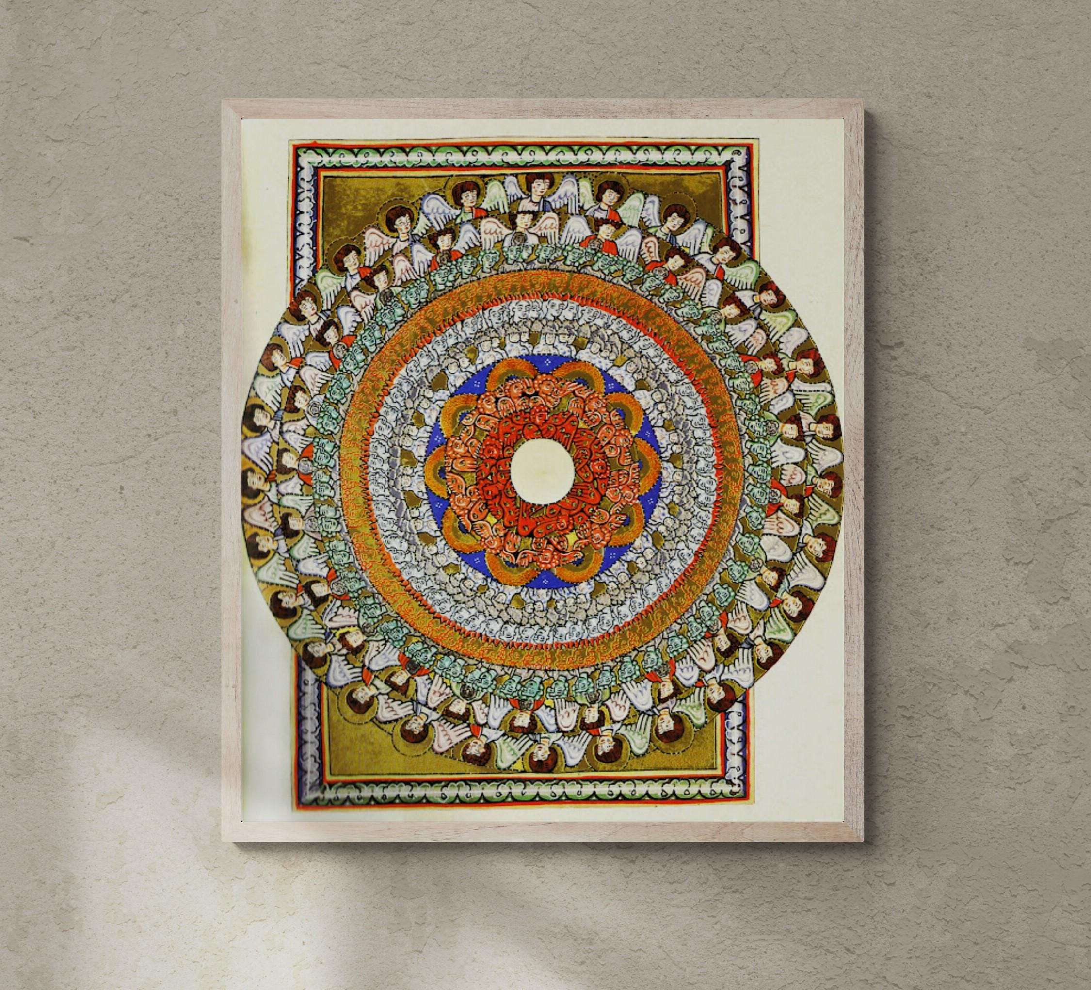 Hildegard of Bingen Mandala Art Print: Cosmic Religious Decor FOSHE ART
