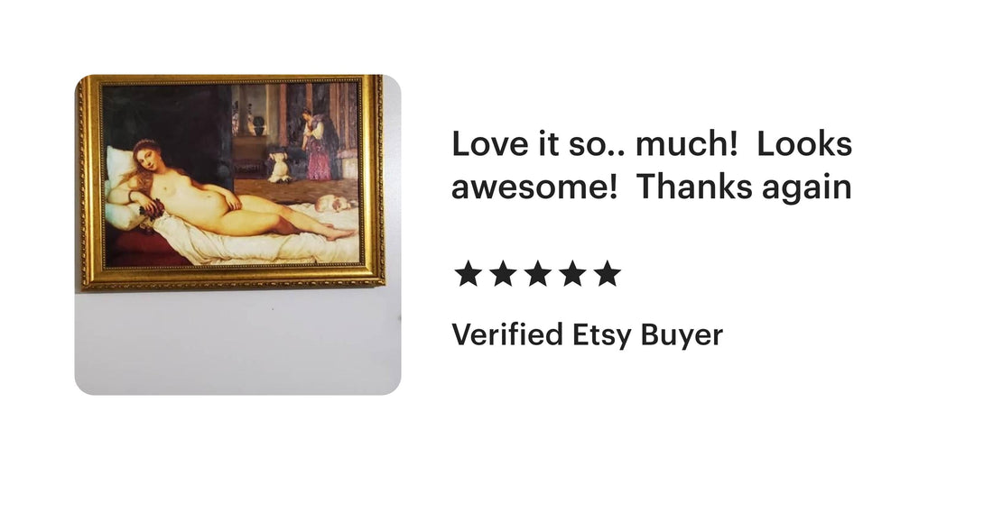 Venus of Urbino Canvas Print: Titian Renaissance Art in Golden Vintage Frame FOSHE ART