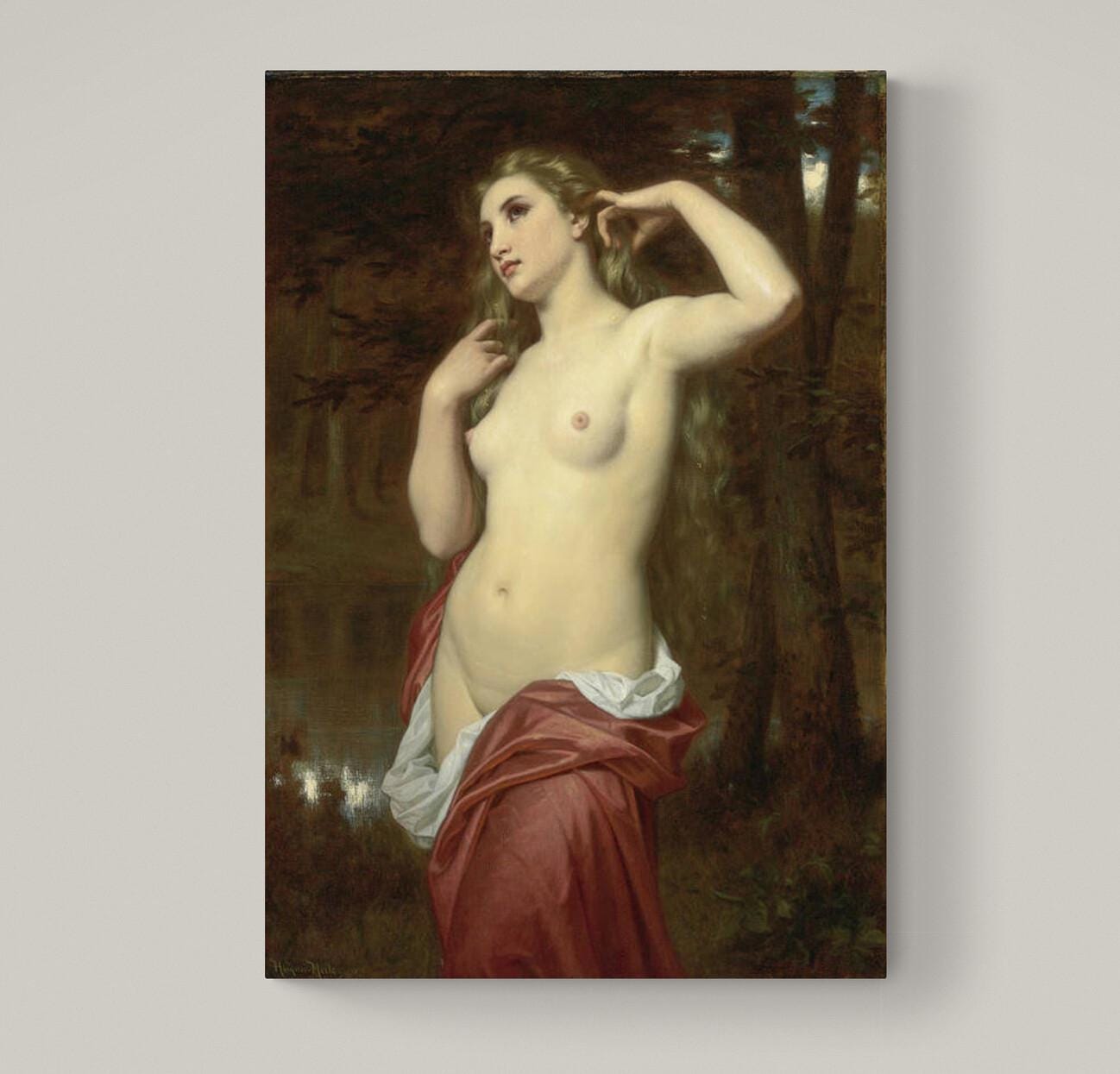 The Bather by Hugues Merle:  Print on canvas with Hand-added Brush Strokes FOSHE ART