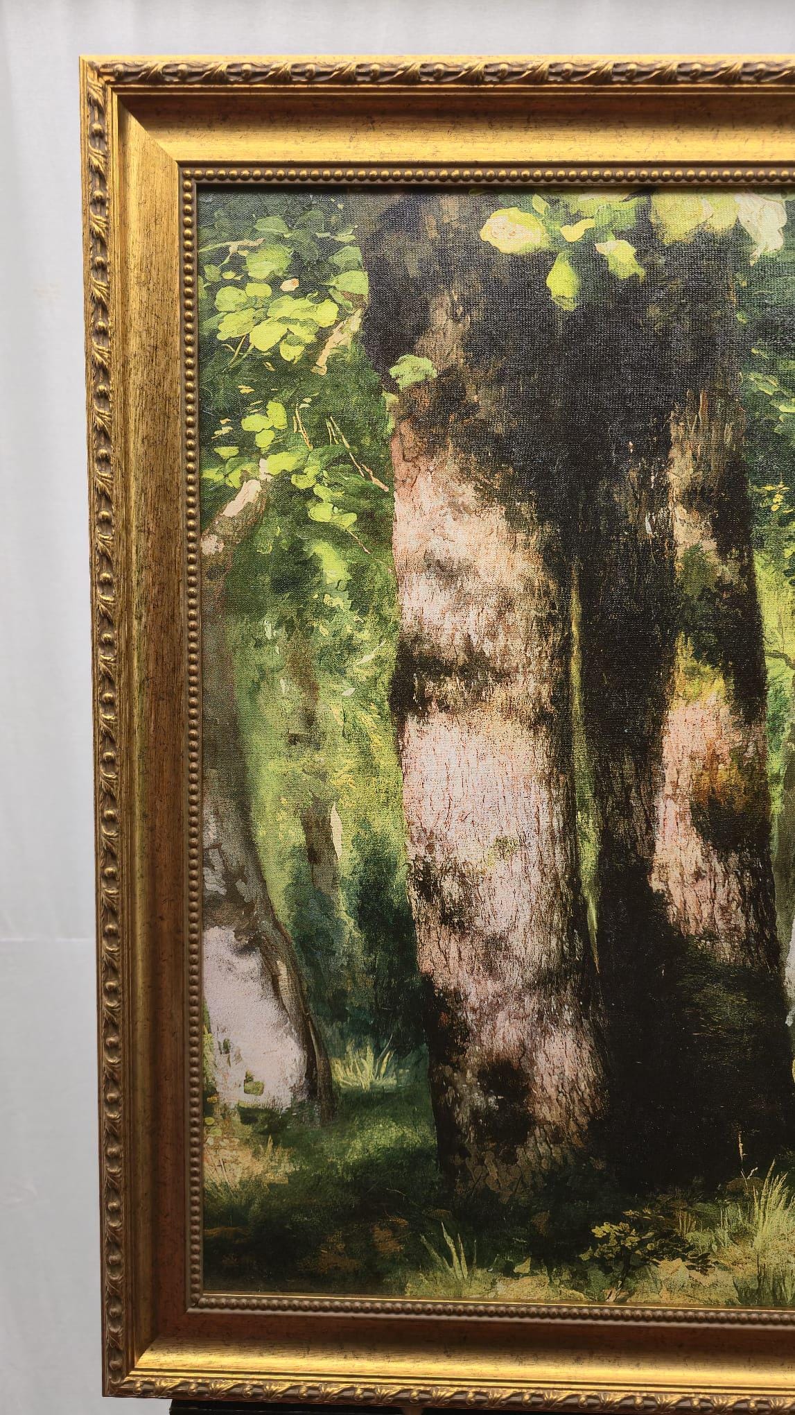 In the Forest of Fontainebleau by Pierre-Auguste Renoir, 3D Hand-finish canvas with brush strokes, looks like original, Golden Vintage Frame FOSHE ART
