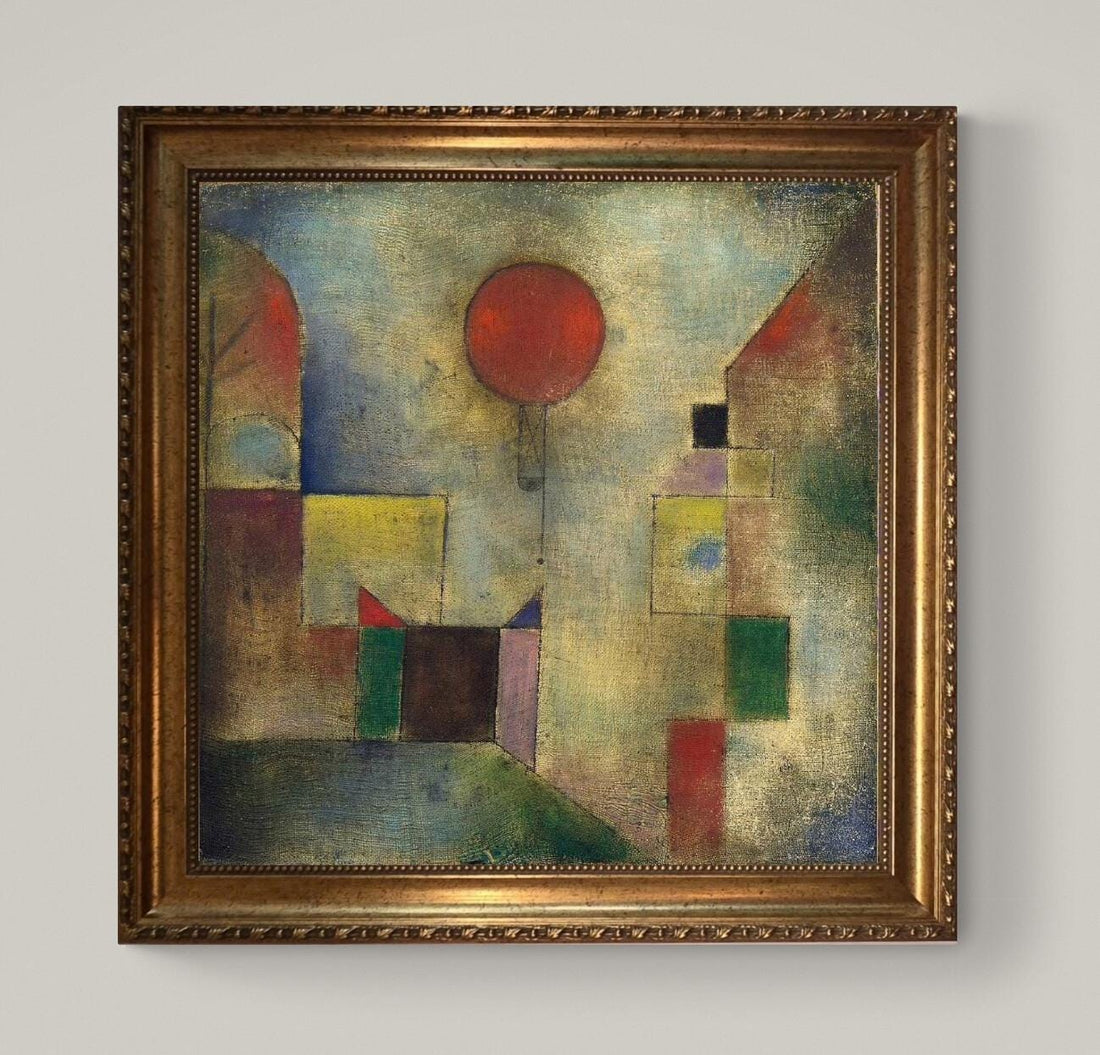 Paul Klee 'Red Balloon' Canvas Print, Vintage Gold Frame, Brush Strokes FOSHE ART