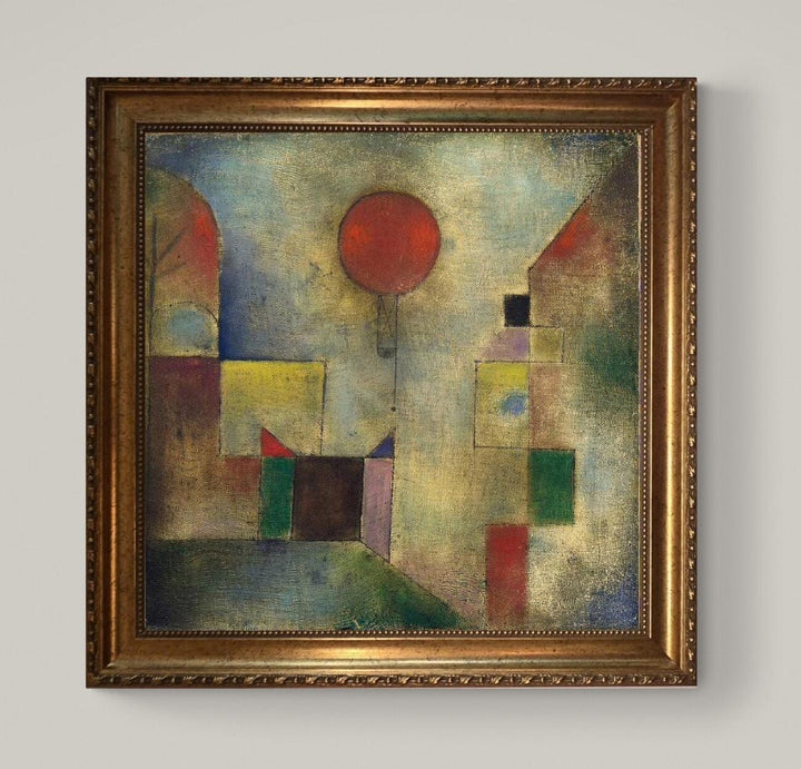 Paul Klee 'Red Balloon' Canvas Print, Vintage Gold Frame, Brush Strokes FOSHE ART