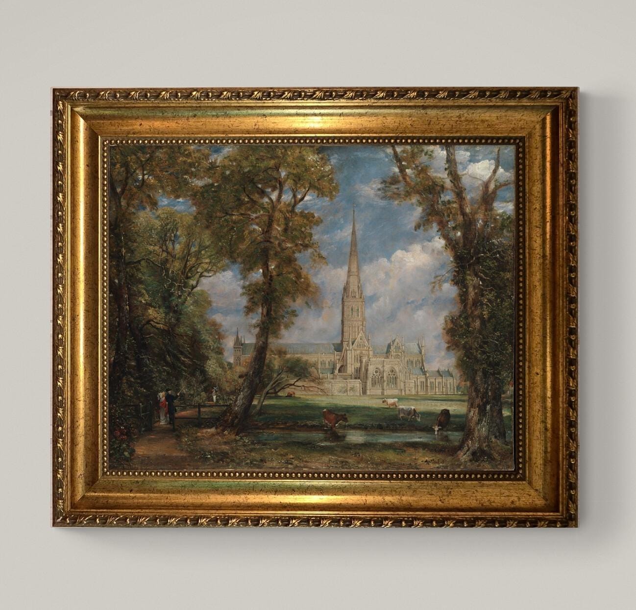 Salisbury Cathedral by John Constable, 3D Canvas Print with Brush Strokes FOSHE ART