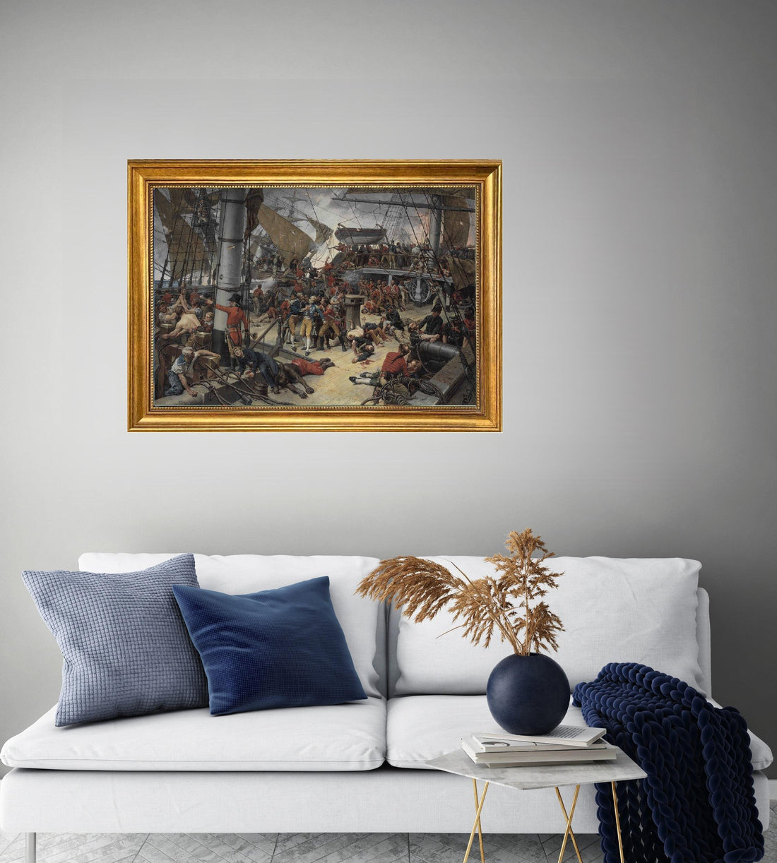 Lord Nelson Canvas Print: Paul Léon Jazet, Vintage Golden Frame, Hand-Finished Brush Strokes FOSHE ART