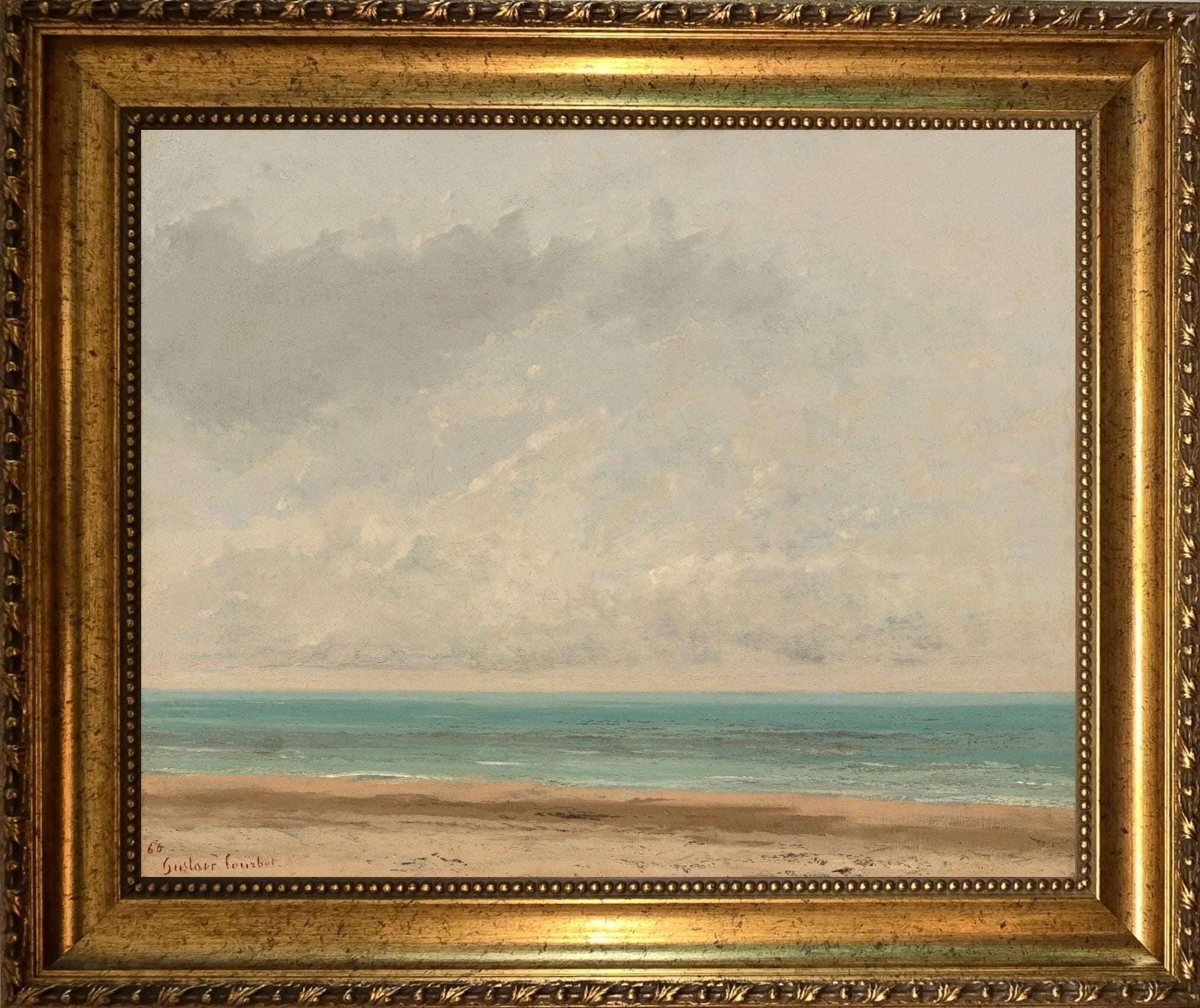 Gustave Courbet "Calm Sea" 3D Canvas Print, Brush Strokes FOSHE ART