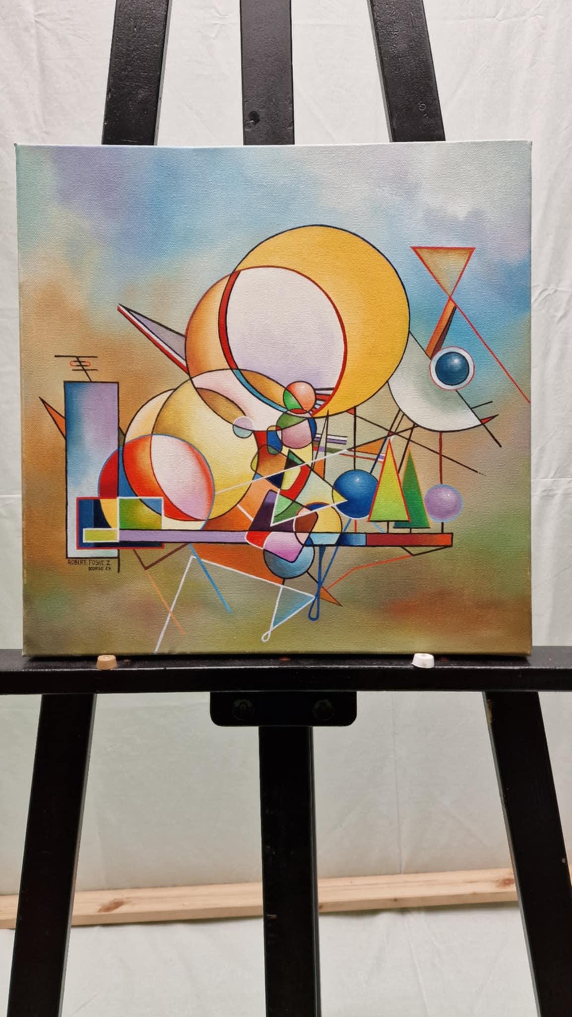 The Scandinavian Sunset – original Oil Painting by Robert Zietara  | modern 3D silver frame FOSHE ART