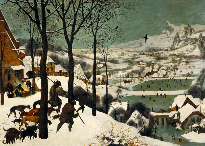 Bruegel Hunters in the Snow: Canvas Print, 3D Hand Finished Art with Brush Strokes FOSHE ART
